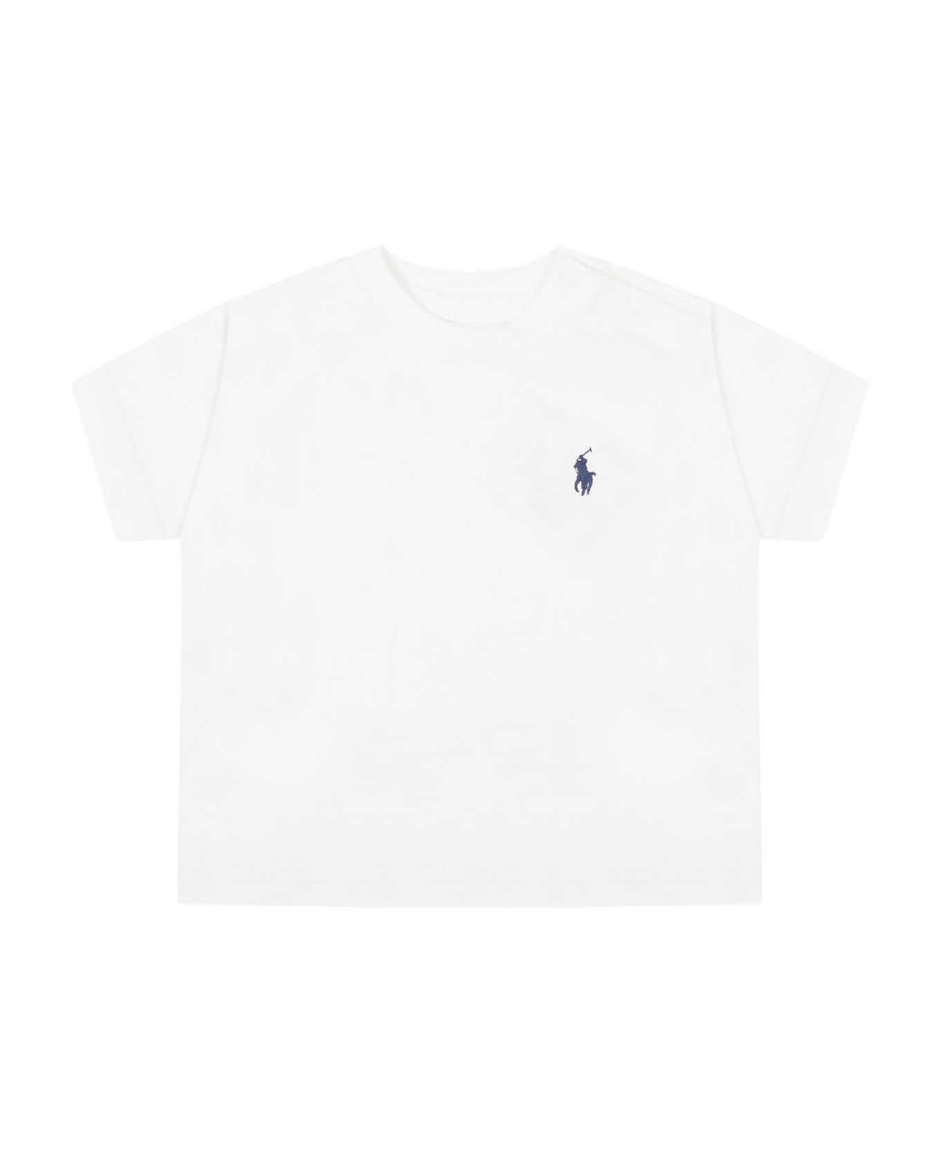 Ralph Lauren White T-shirt For Baby-kids With Pony Logo - White