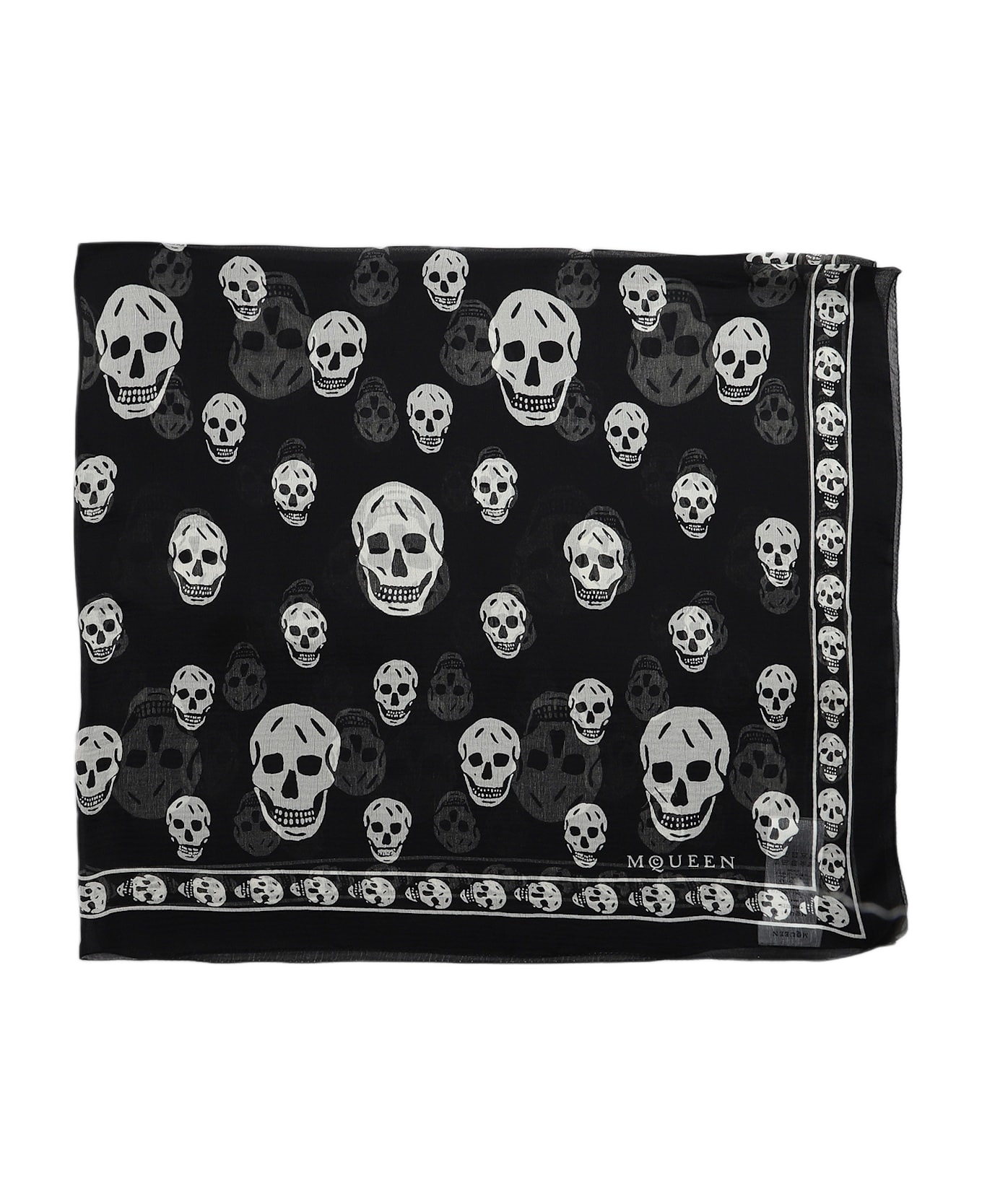 Alexander McQueen Foulard In Black Silk - BLACK
