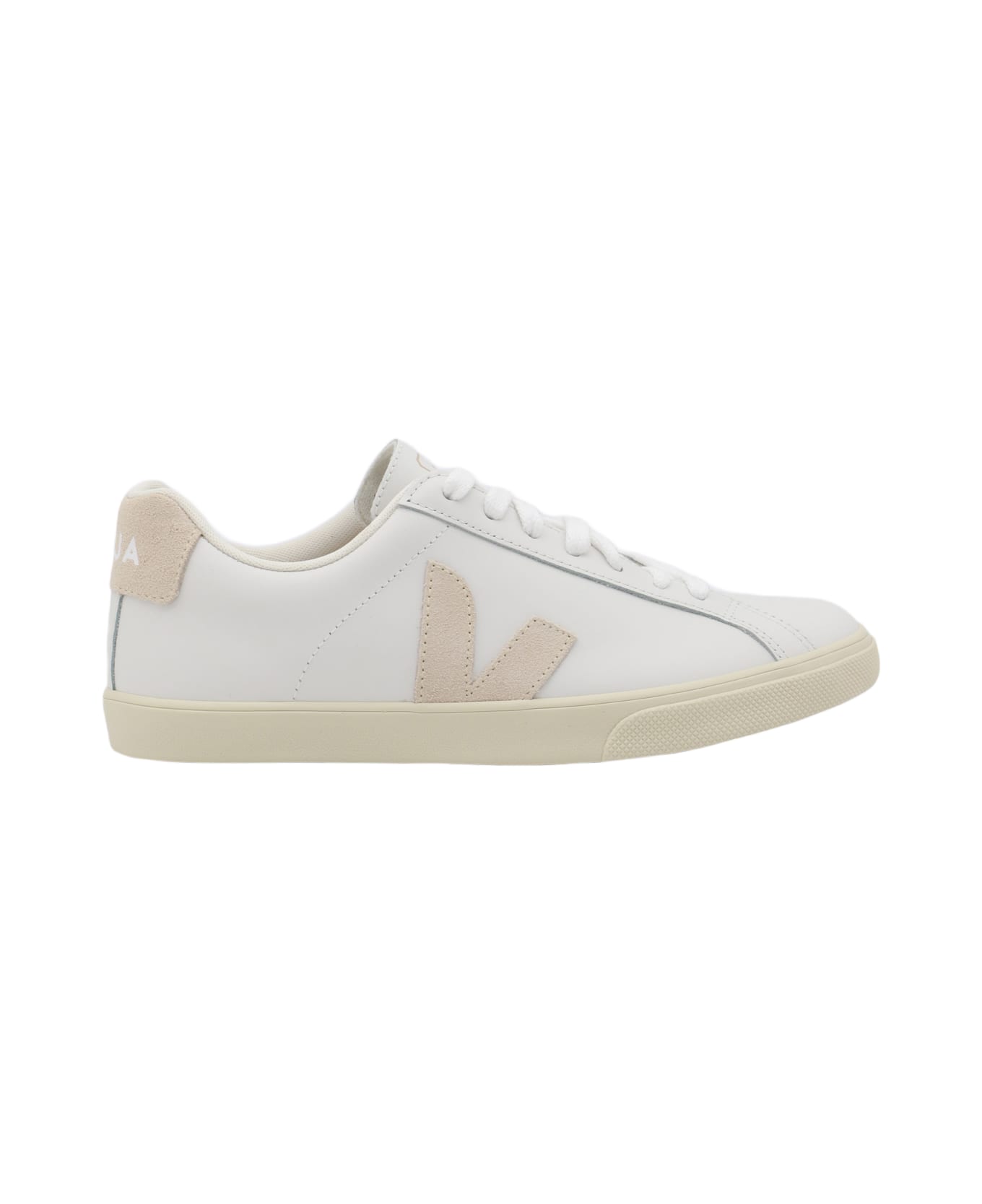 Veja White And Pink Leather Logo Patch Sneakers - Bianco