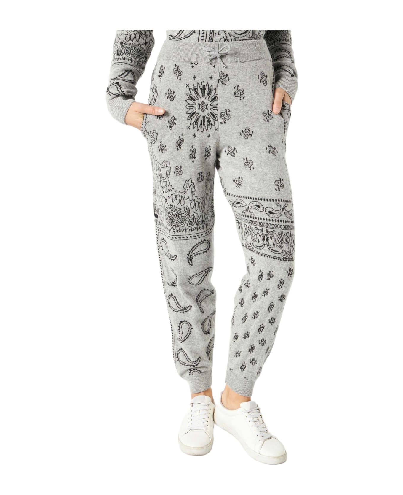 MC2 Saint Barth Woman Lightweight Knit Sweatpants With Grey Bandanna Print - WHITE