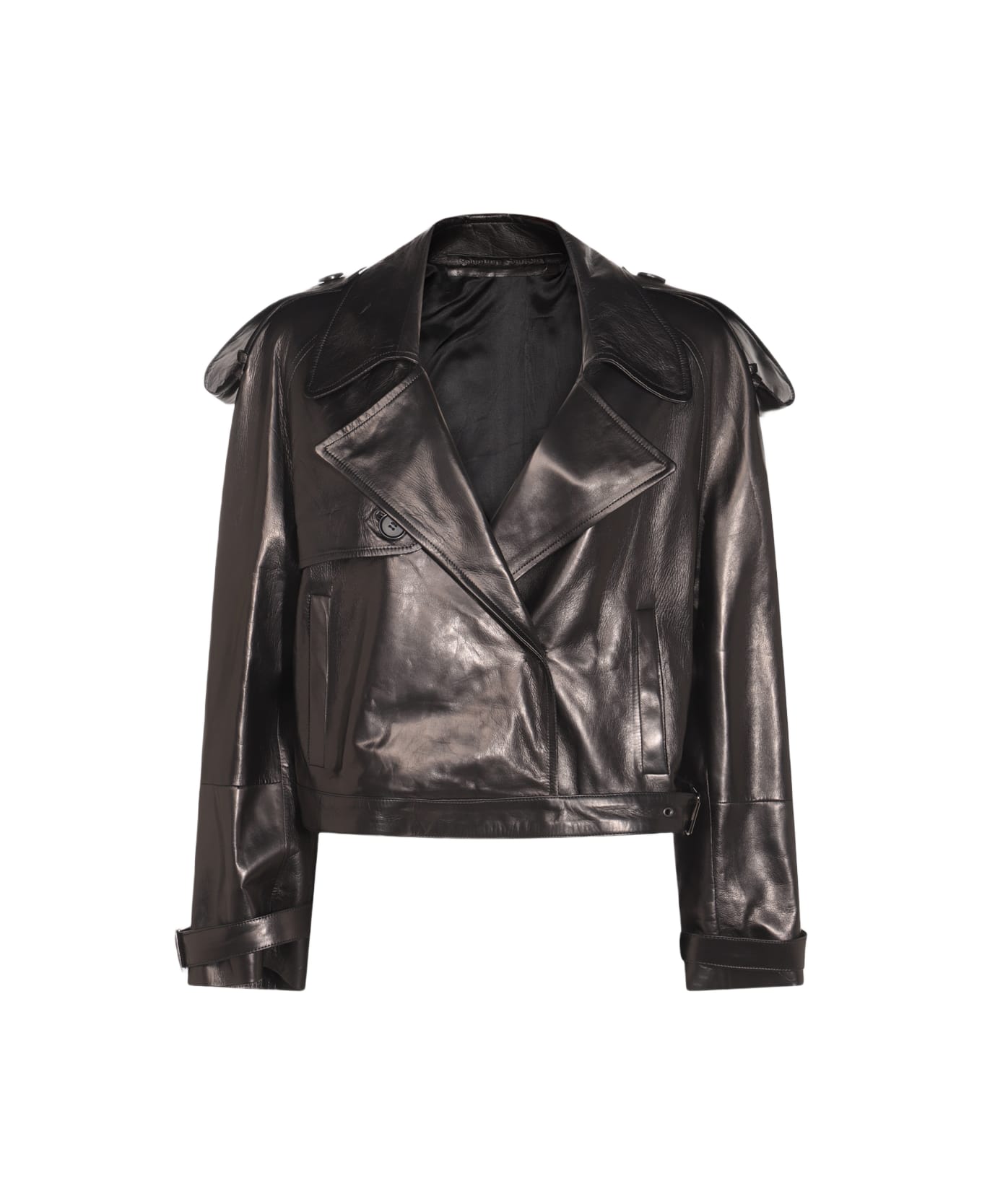 Salvatore Santoro Black Leather Casual Jacket - GLOV BLACK