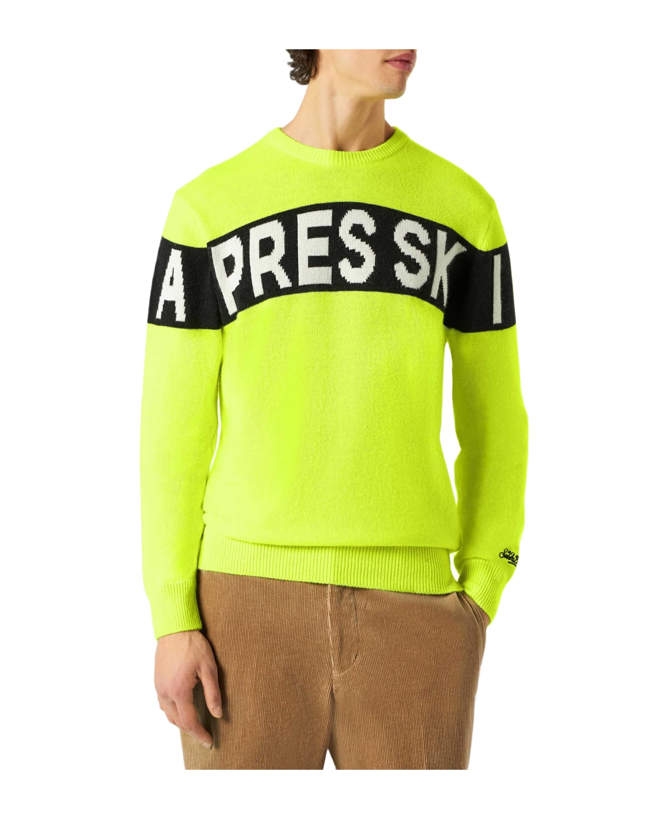 MC2 Saint Barth Man Sweater With Apres Ski Lettering - YELLOW