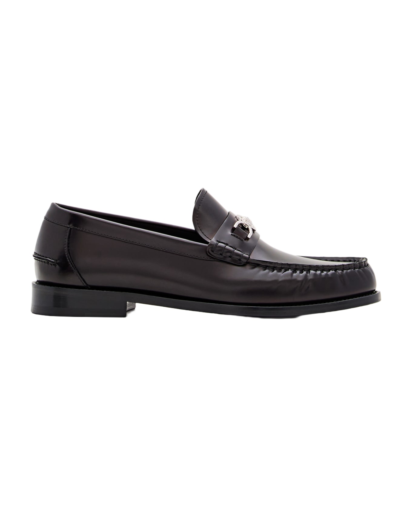 Versace Calf Leather Loafer - Black ローファー＆デッキシューズ