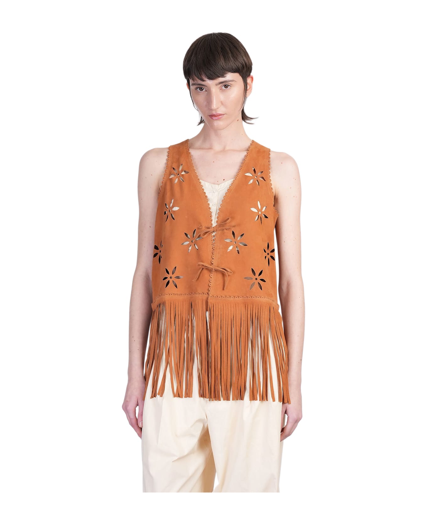 Antik Batik Tya Vest In Leather Color Leather - leather color