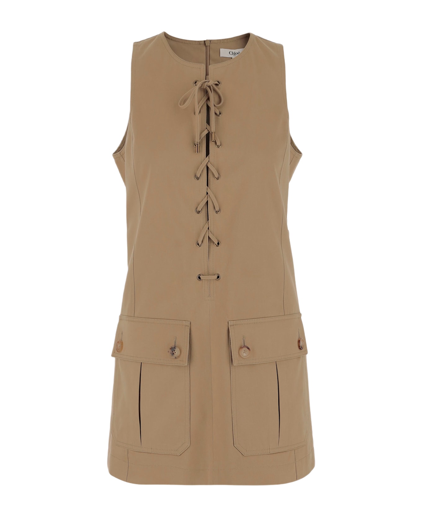 Chloé Cotton Satin Dress - Beige ワンピース＆ドレス
