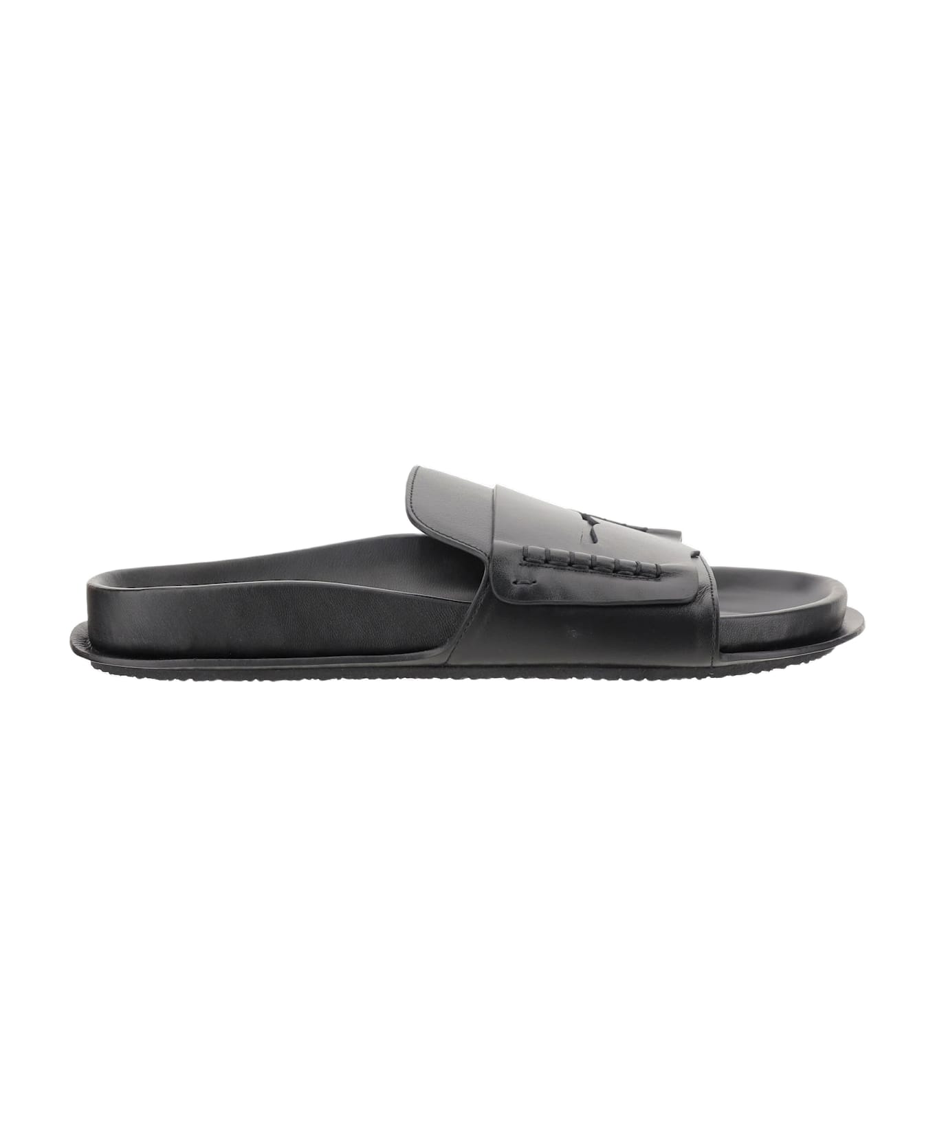 Jacquemus Leather Mocassin Sandal - Black
