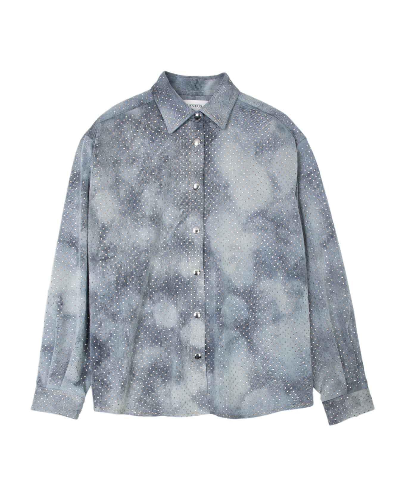 Laneus Denim Strass Shirt Woman Light Blue Denim Shirt With Crystals - Denim Strass Shirt - DENIM BLU シャツ