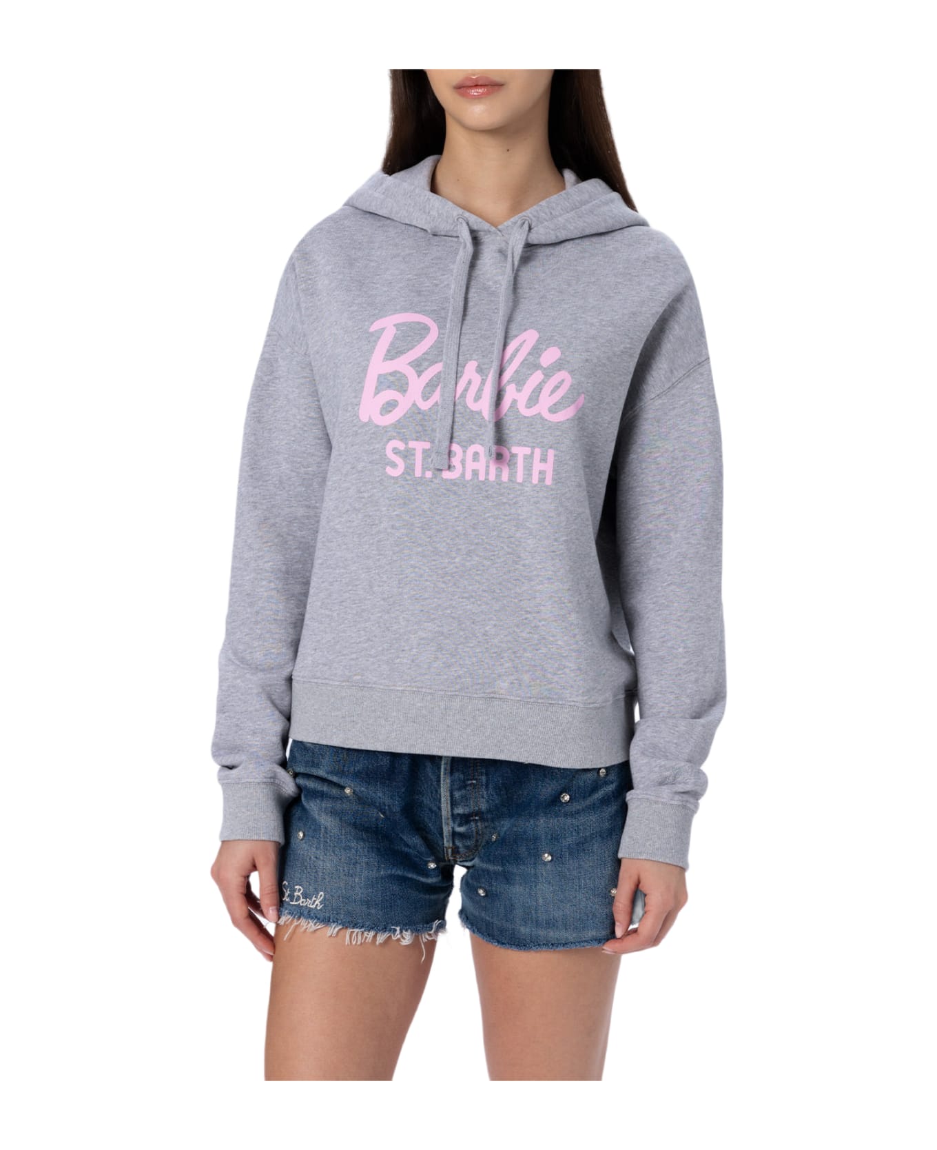 MC2 Saint Barth Woman Cotton Hoodie Mindy With Barbie Logo | Barbie Special Edition - GREY