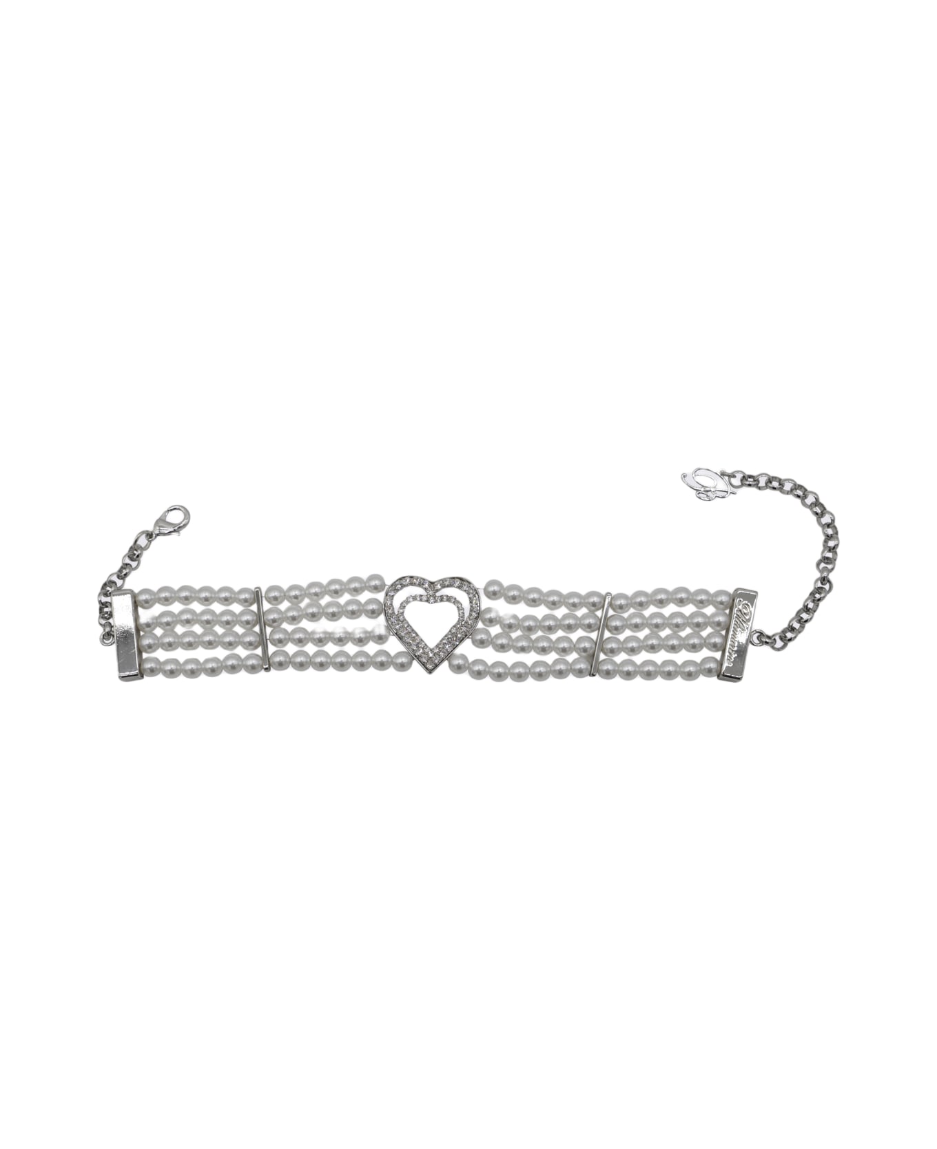 Blumarine Silver Tone Necklace - IVORY/CRYSTAL