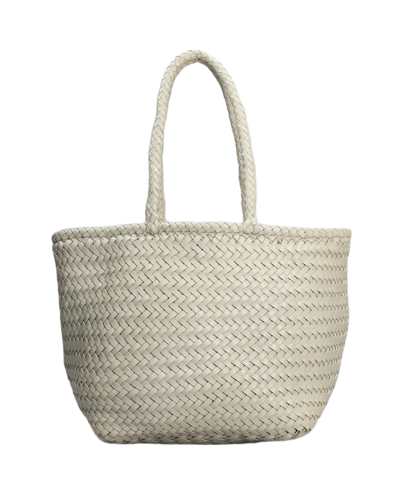 Dragon Diffusion Grace Basket Small Tote In Beige Leather - beige