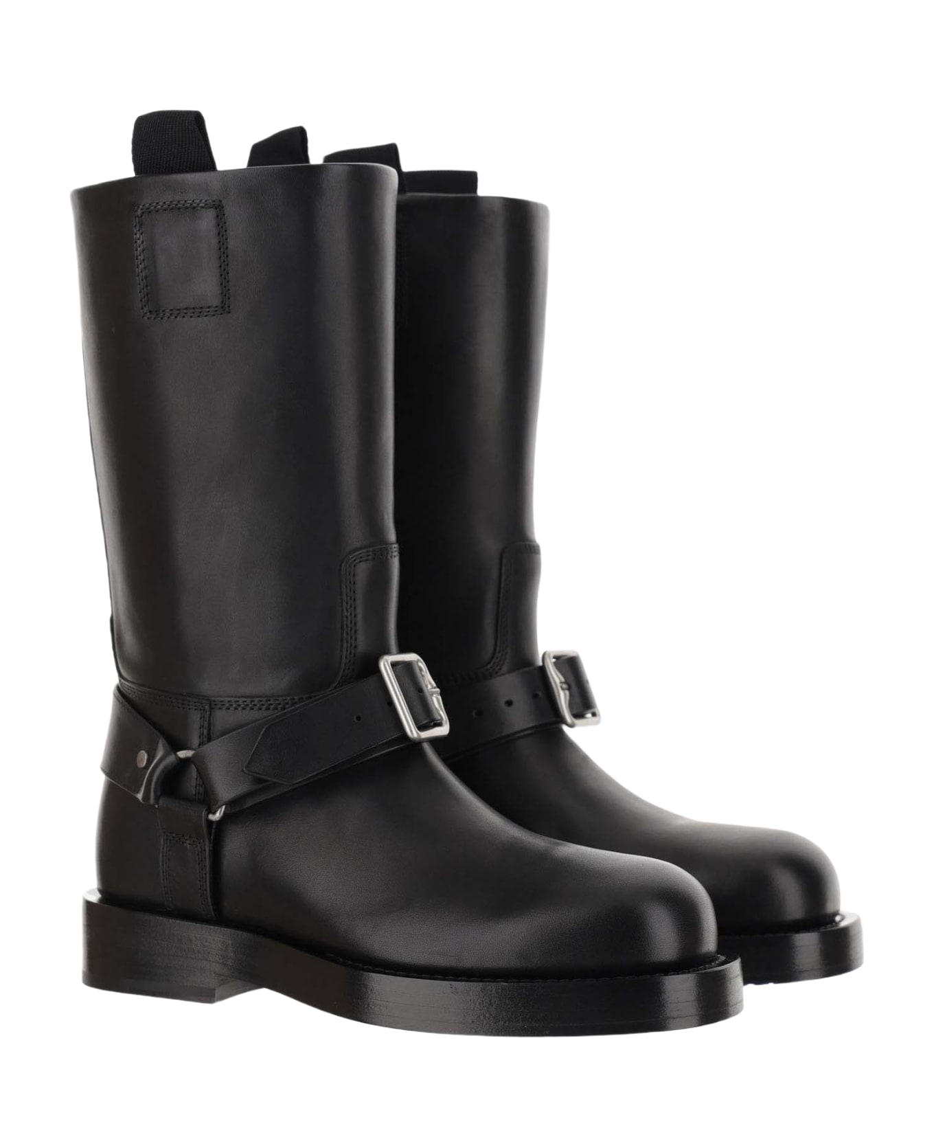 Burberry Leather Saddle Boots - Black