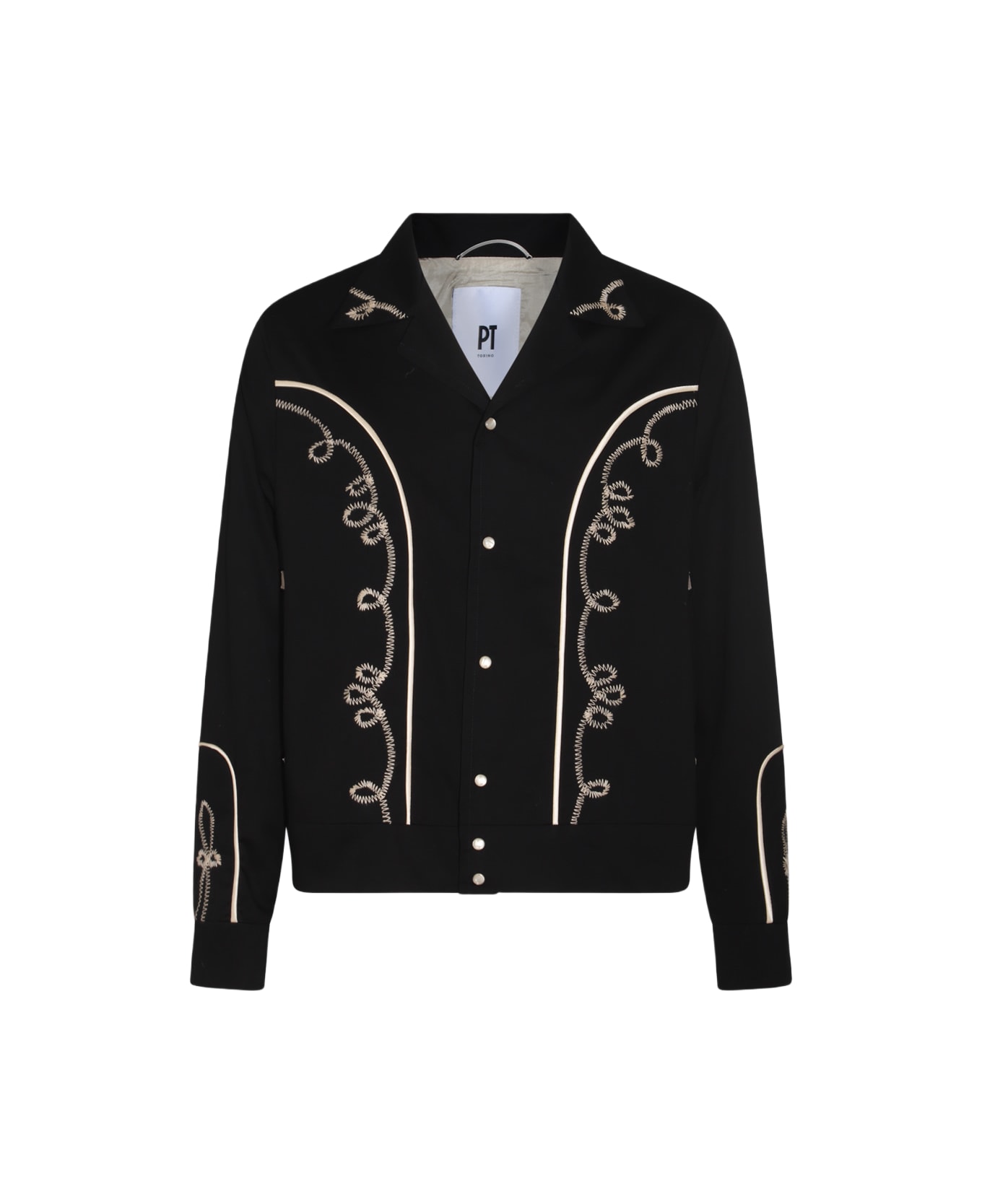 PT Torino Black Cotton Casual Jacket - Black
