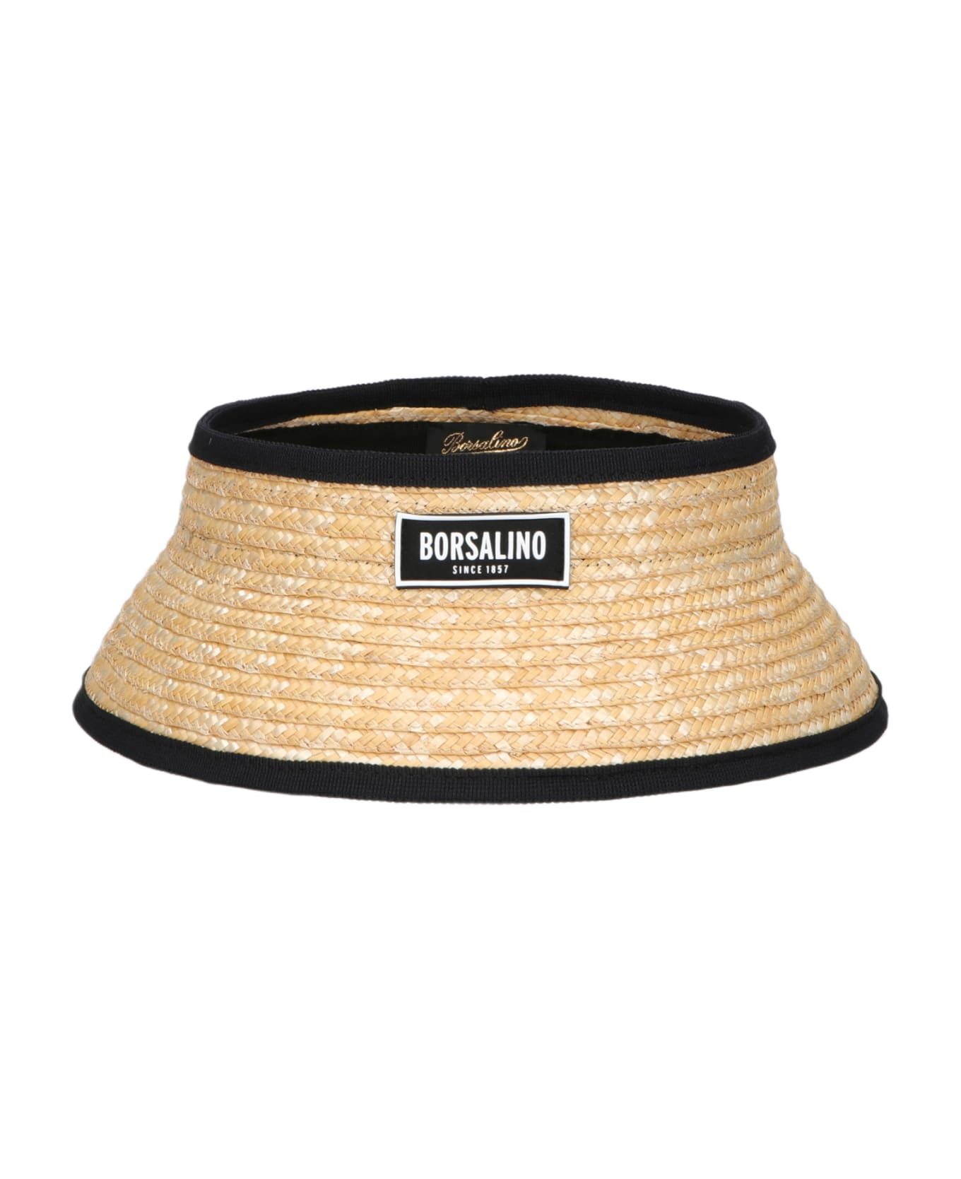 Borsalino Virgilio Visor In Braided Straw - NATURAL, BLACK HAT BAND