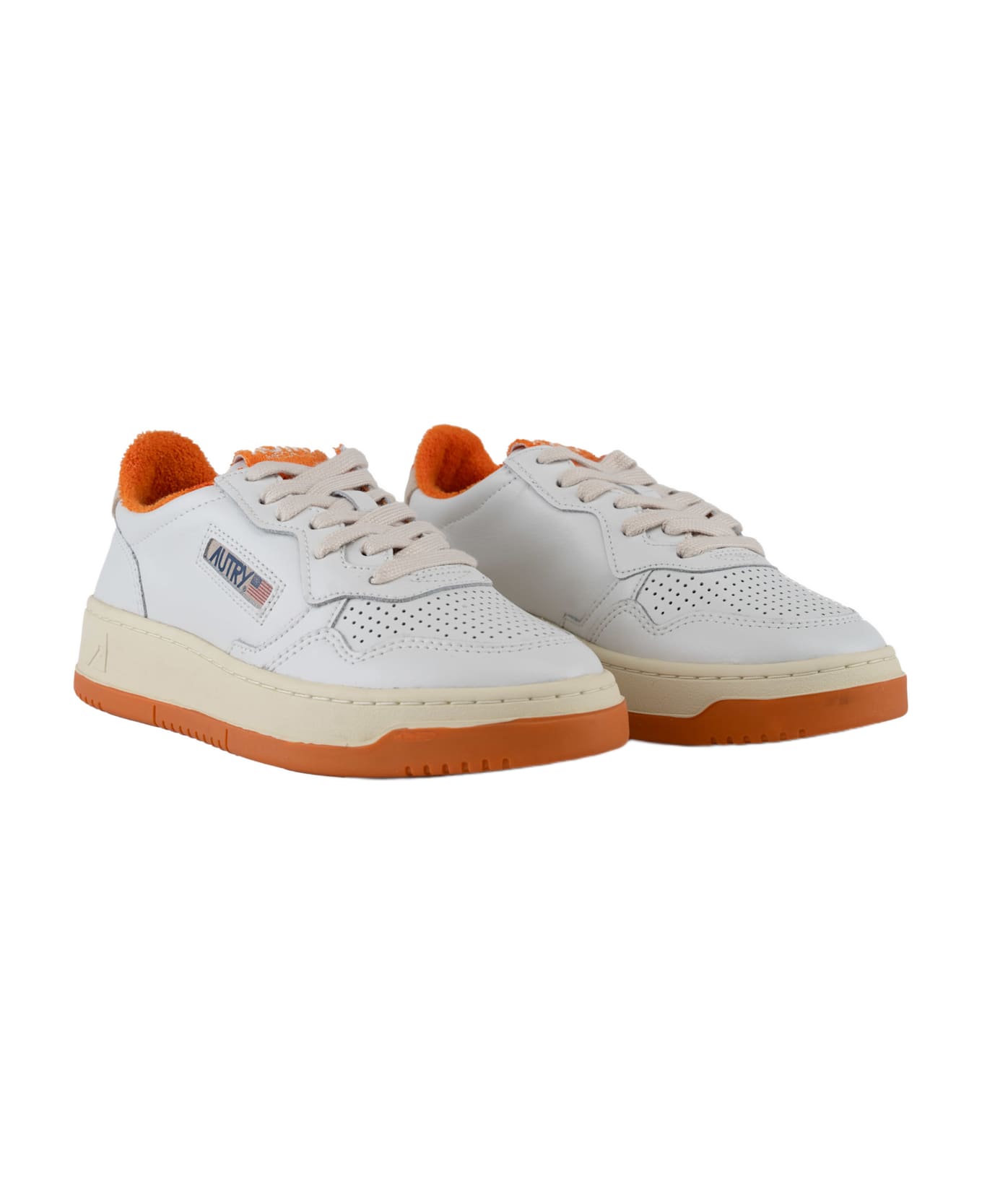 Autry Medalist Low Sneakers In Leather - Virgin/sponge wht/ambg