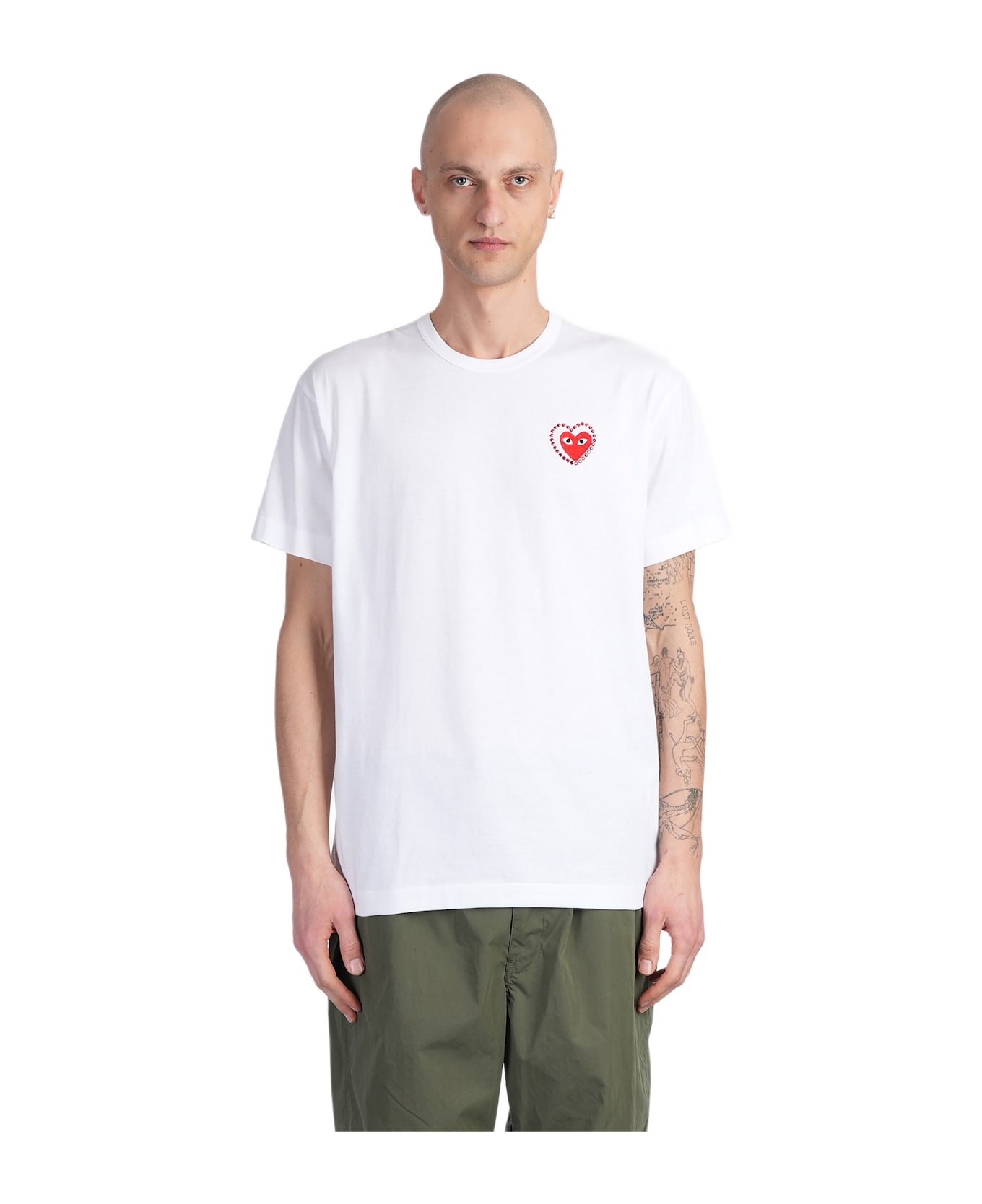 Comme des Garçons Play T-shirt In White Cotton - white