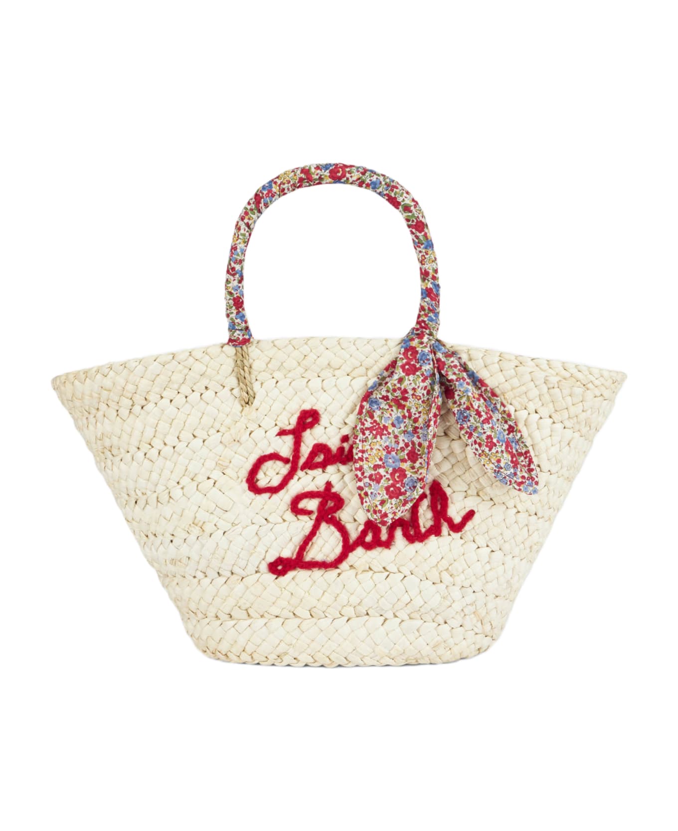 MC2 Saint Barth Woman Small Straw Bag With Embroidery - RED