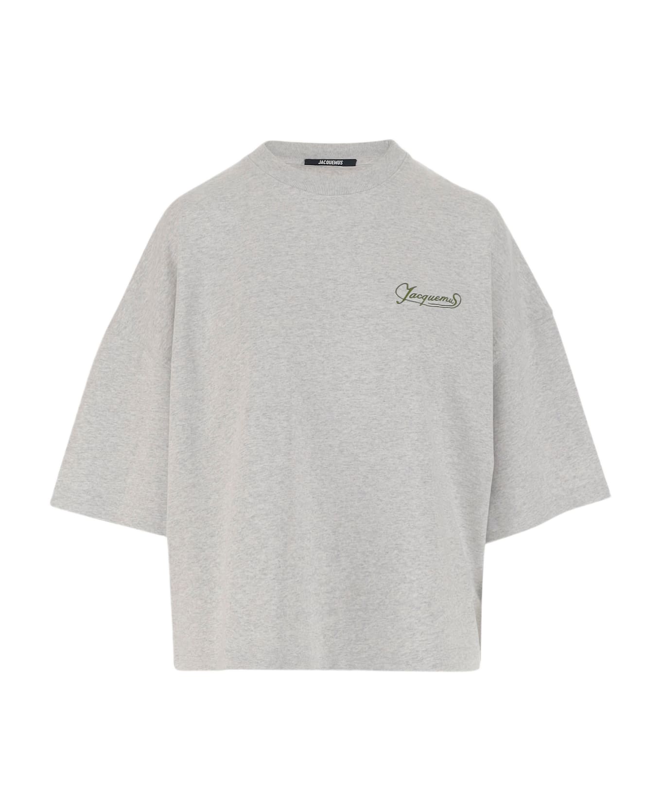 Jacquemus Cotton Boxy T-shirt With Logo - Grey