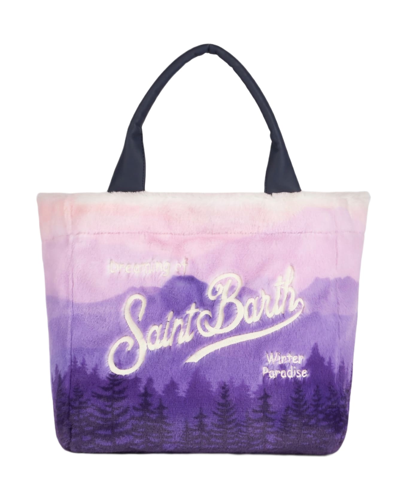 MC2 Saint Barth Furry Soft Colette Handbag With Postcard Jacquard - PINK