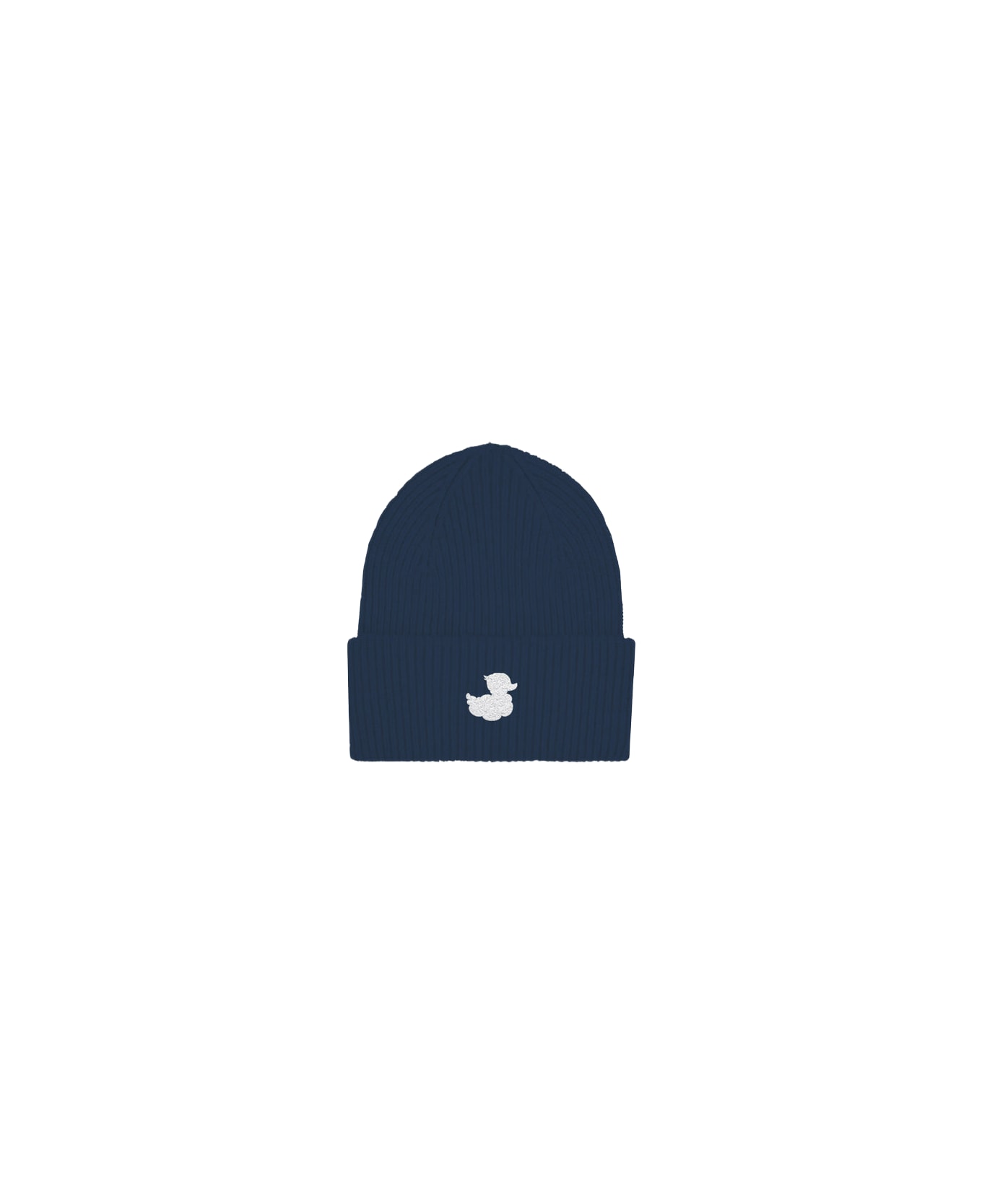 MC2 Saint Barth Blue Ribbed Beanie With Ducky Patch | Coccolebimbi Special Edition - BLUE