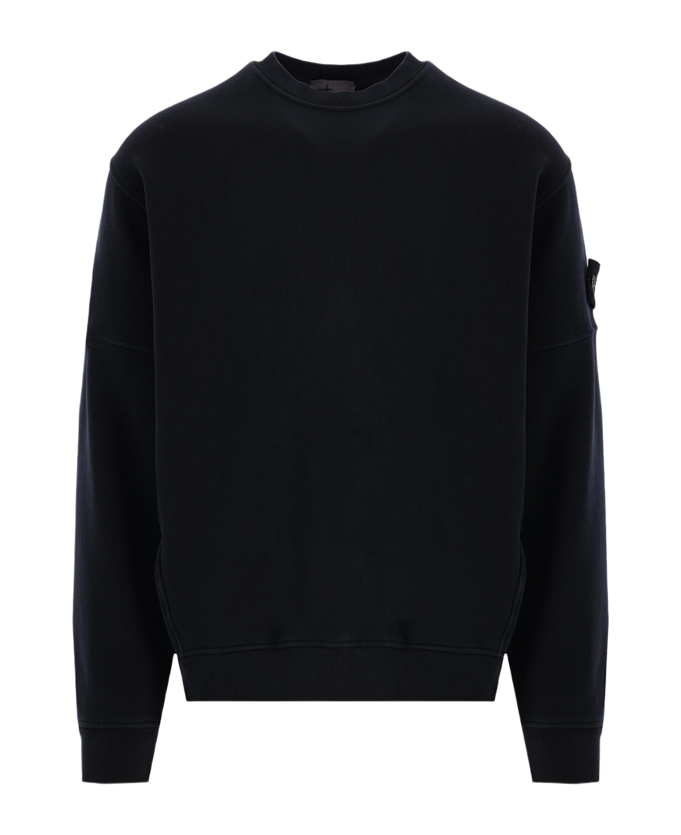 Stone Island Jersey Sweatshirt With Logo Badge - Blu
