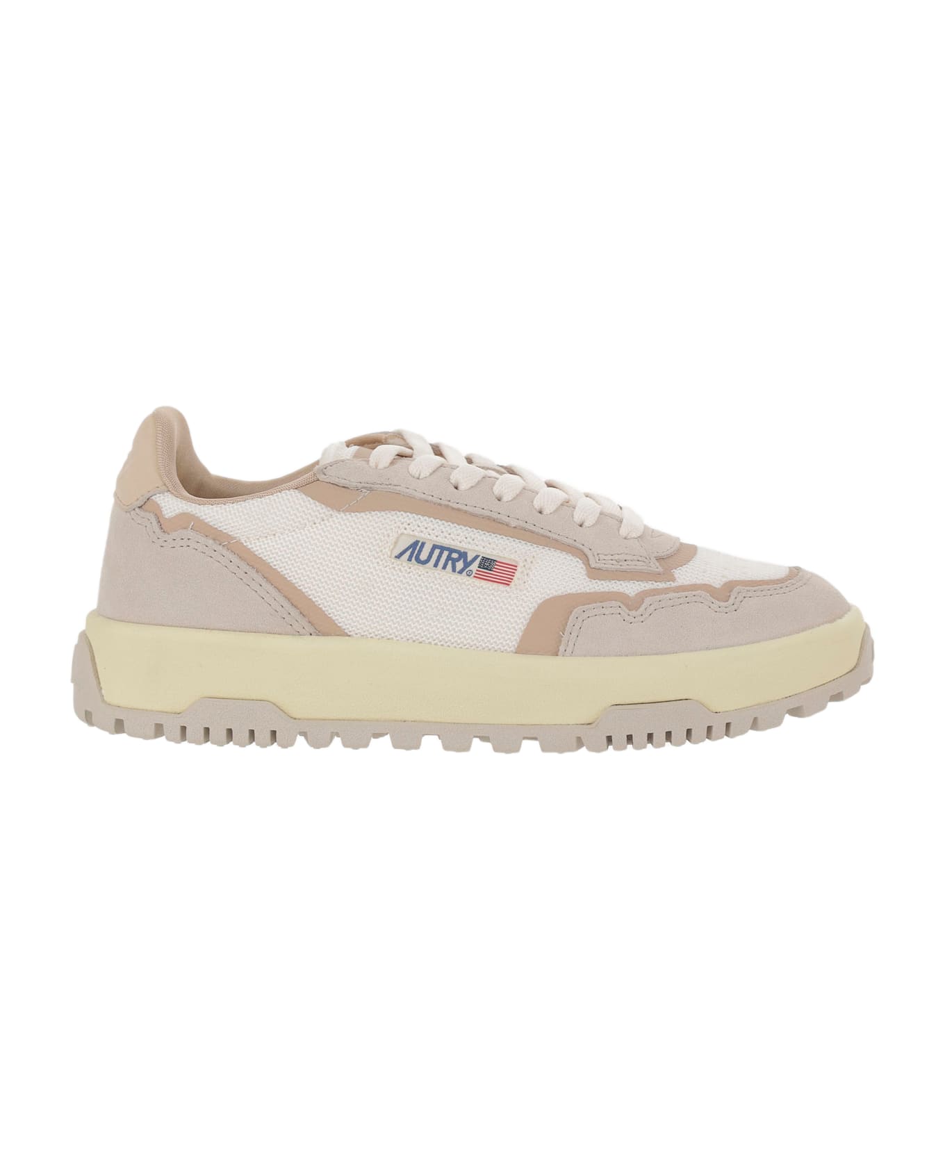 Autry Wildpace Low Mesh And Suede Sneakers - Beige