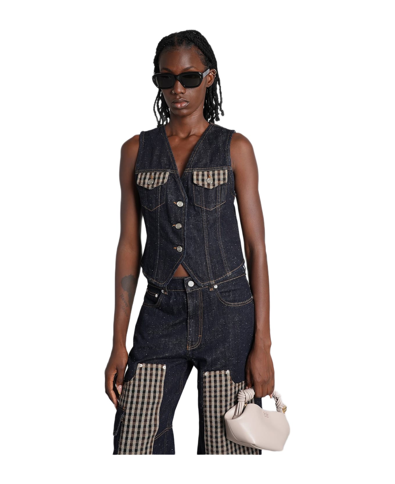 Ganni Vest In Blue Denim - blue