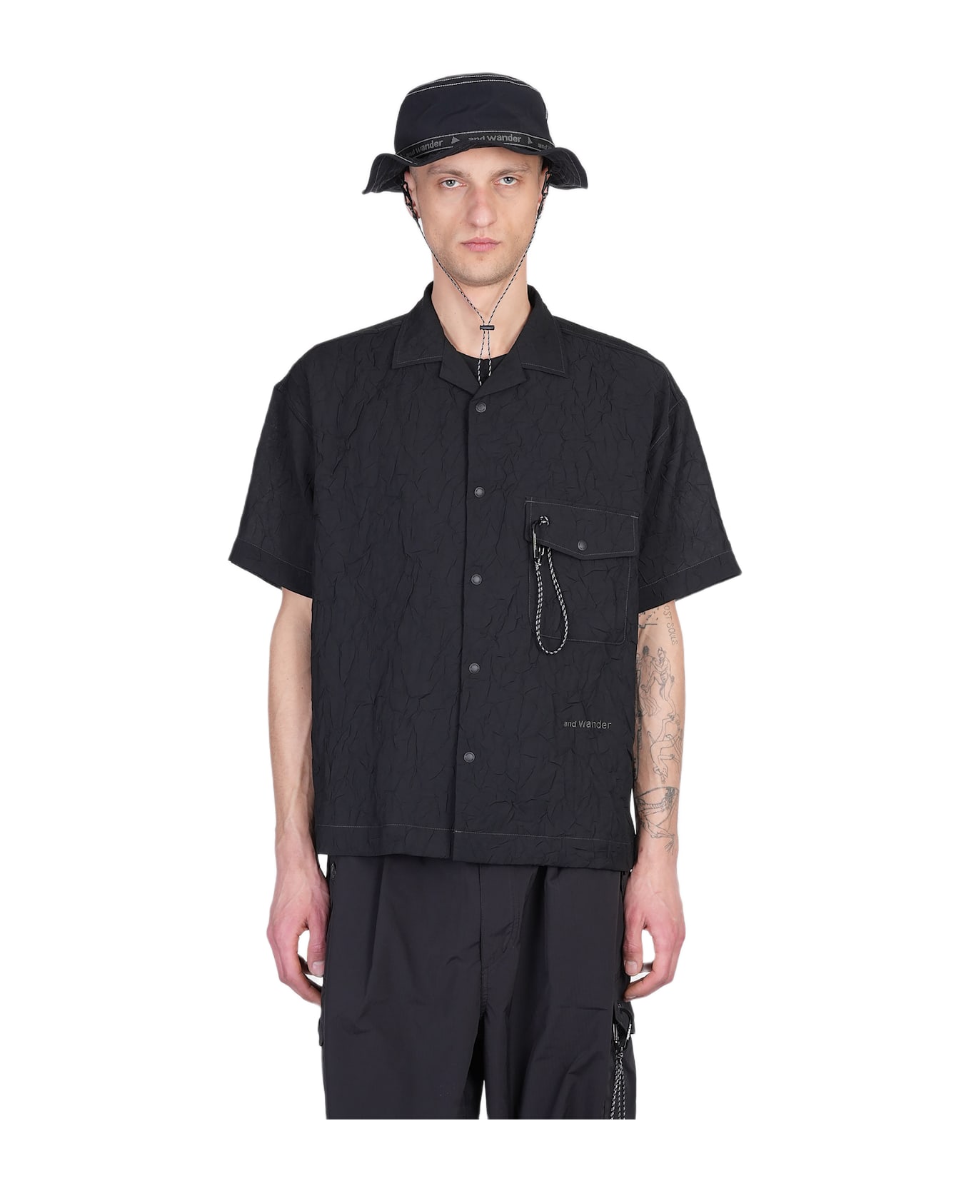 And Wander Shirt In Black Polyester - black
