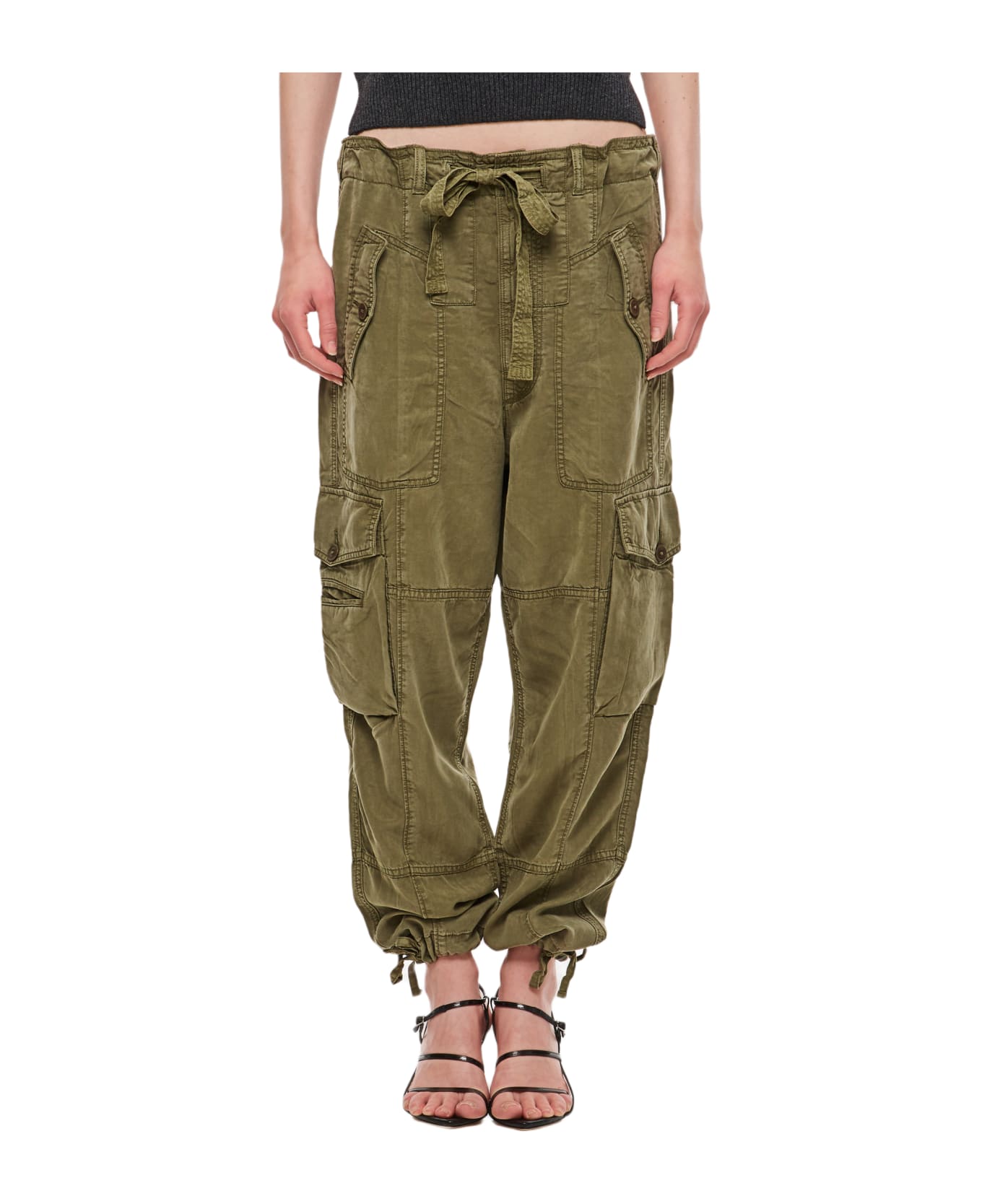Polo Ralph Lauren Wide Leg Chino Cropped Pants - Outdoors Olive