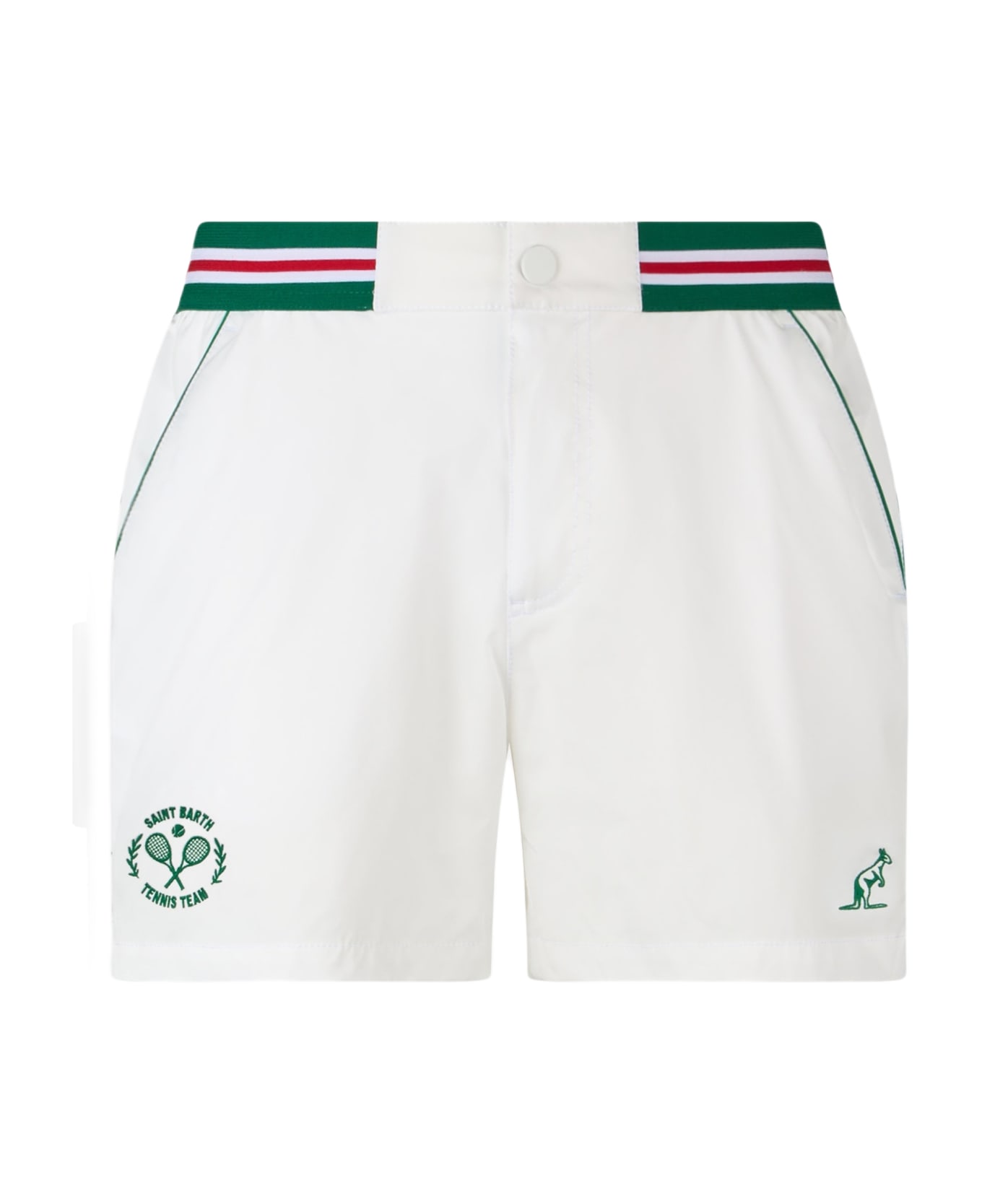 MC2 Saint Barth Man White Fitted Cut Swim Shorts Nad With Tape Finish | Australian Brand Special Edition - WHITE