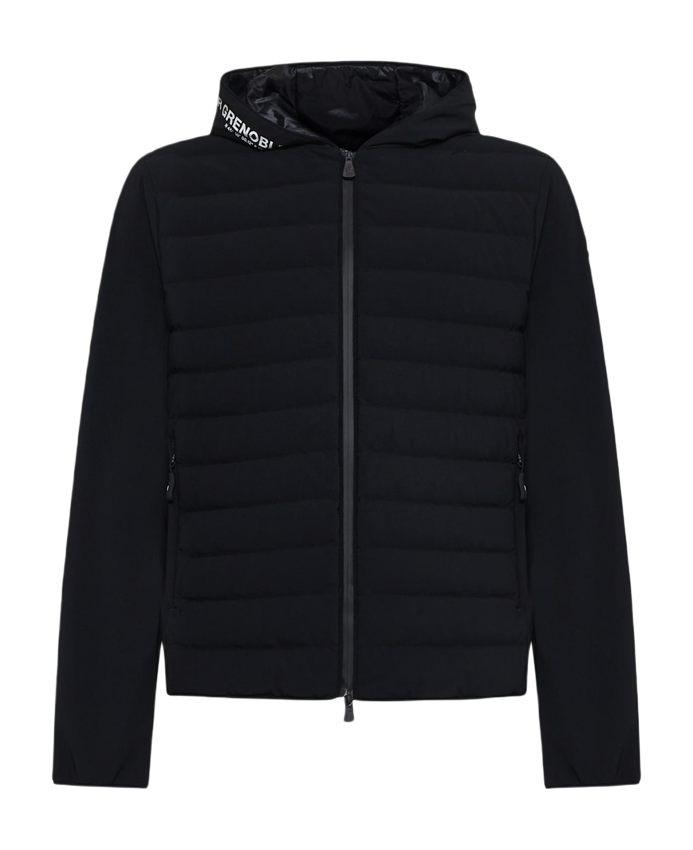 Moncler Quilted And Smooth Nylon Jacket - Nero
