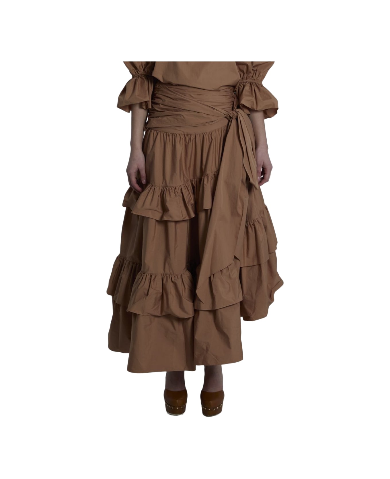 Chloé Cotton Long Skirt - Marrone chiaro