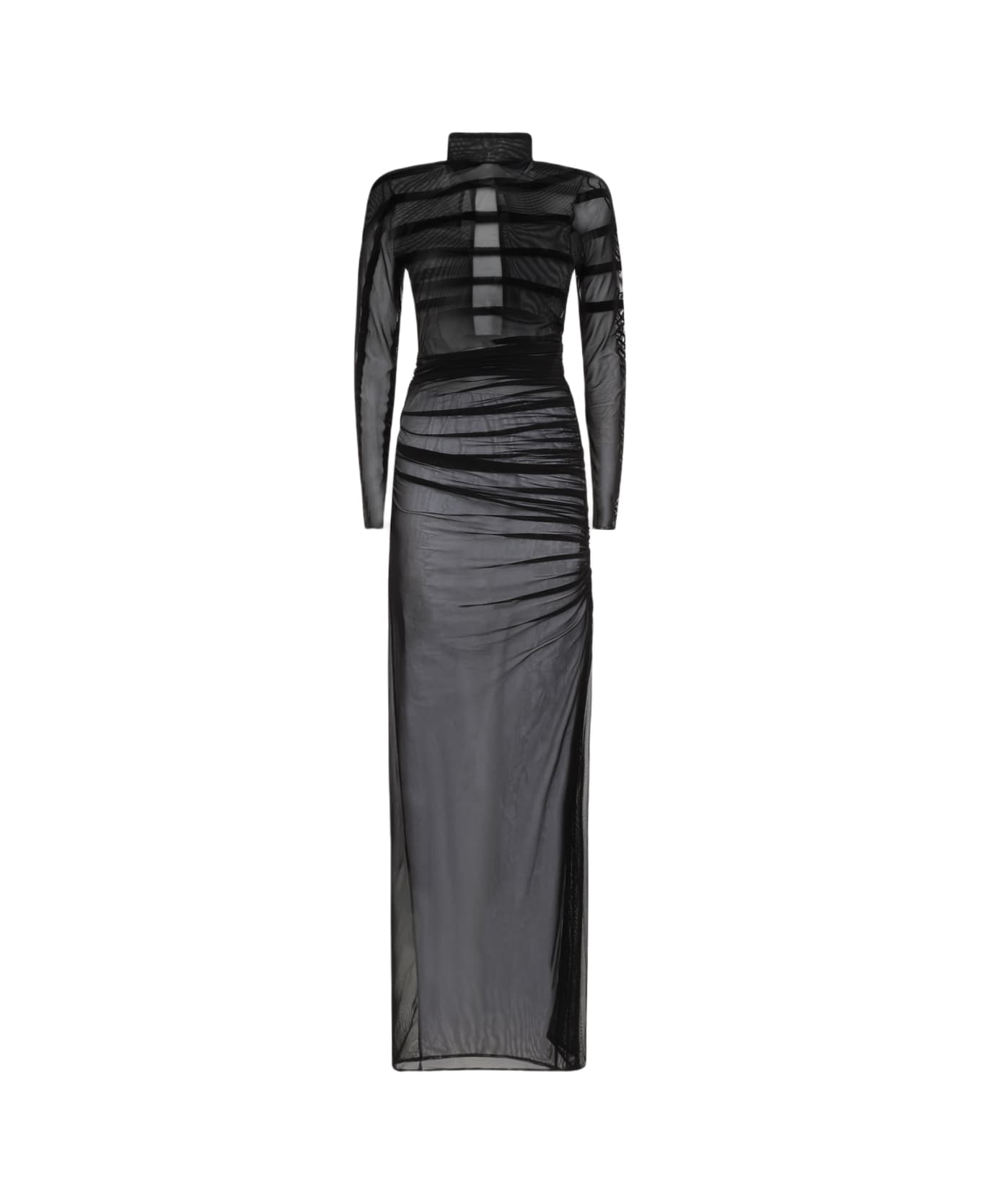 Jean Paul Gaultier Turtleneck With Flock "gaultiere" And "mariniere" Dress - Black Black