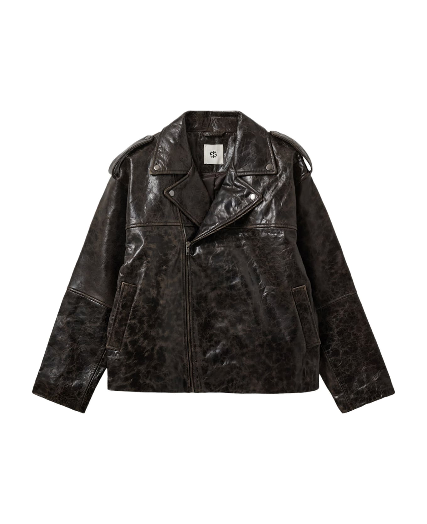 The Garment Lambskin Biker Jacket - Marrone scuro