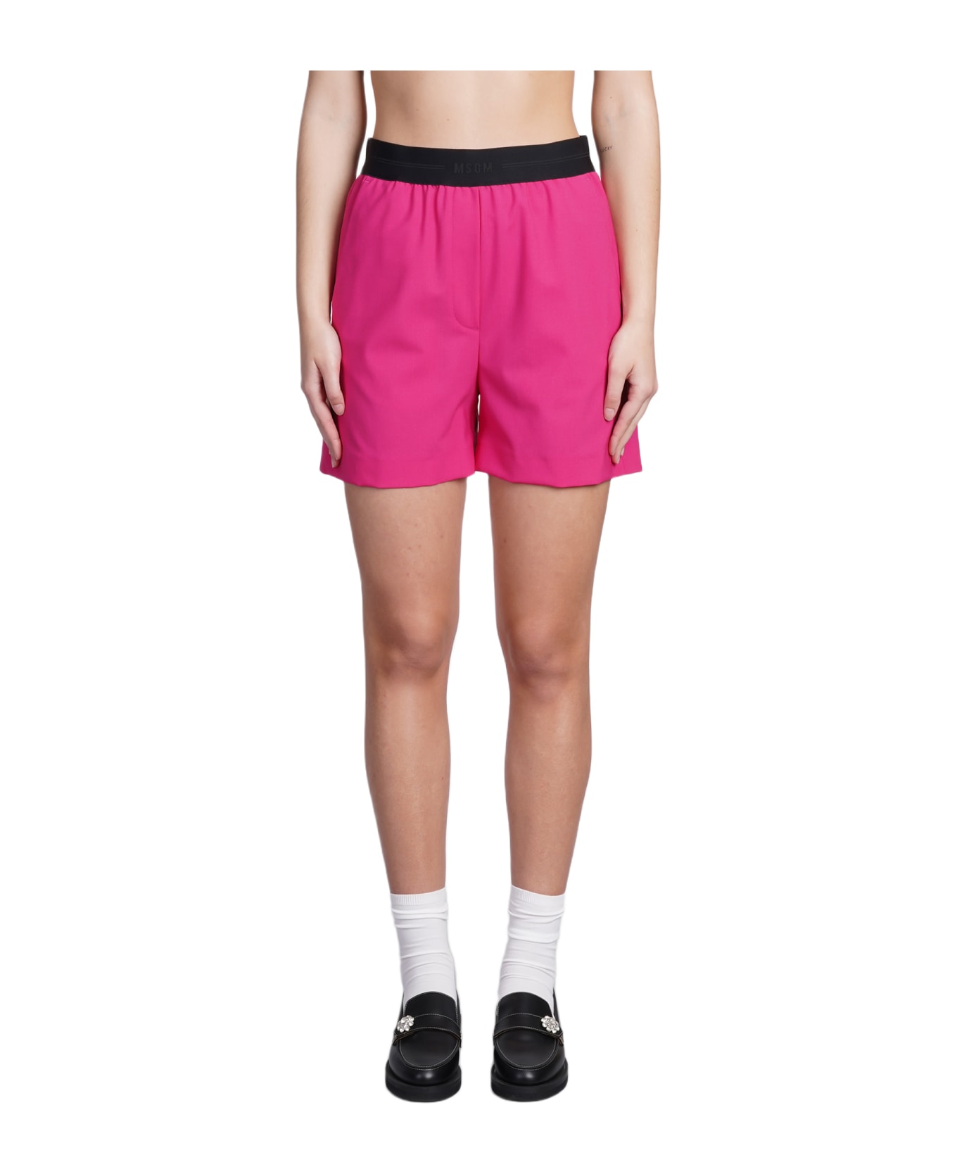 MSGM Shorts In Fuxia Wool - fuxia