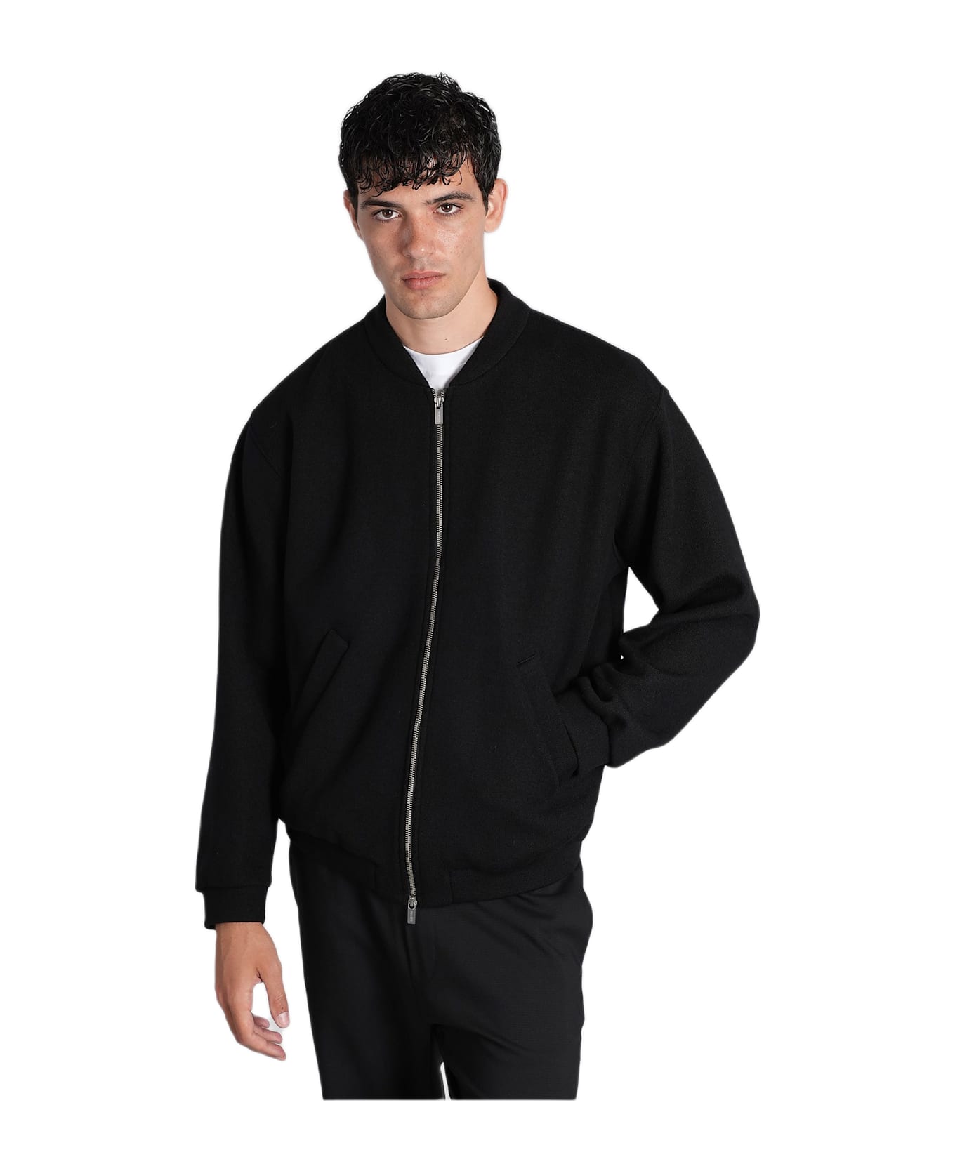 Barena Gabier Bomber Jacket In Black Wool - black