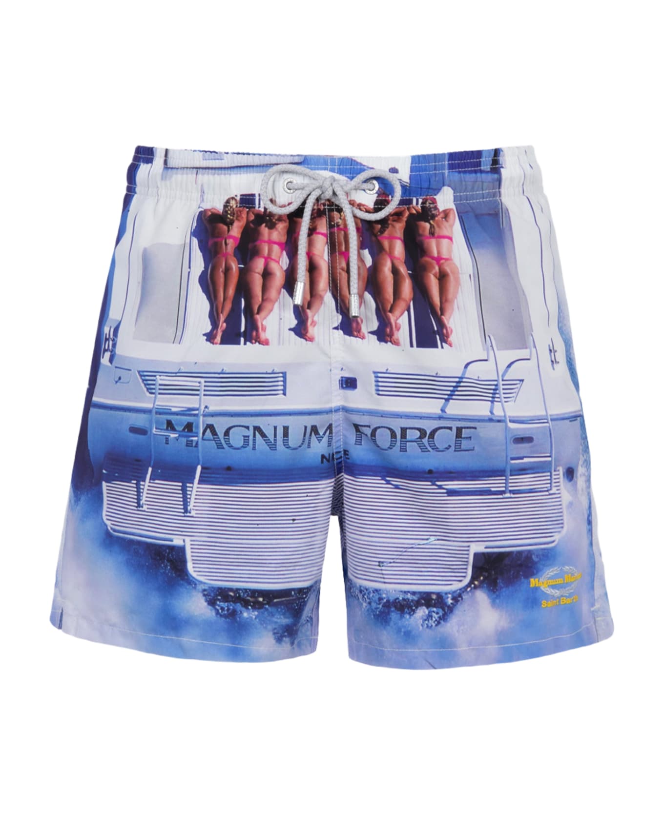 MC2 Saint Barth Man Mid-length Gustavia Swim-shorts With Placed Print| Magnum Marine Special Edition - WHITE