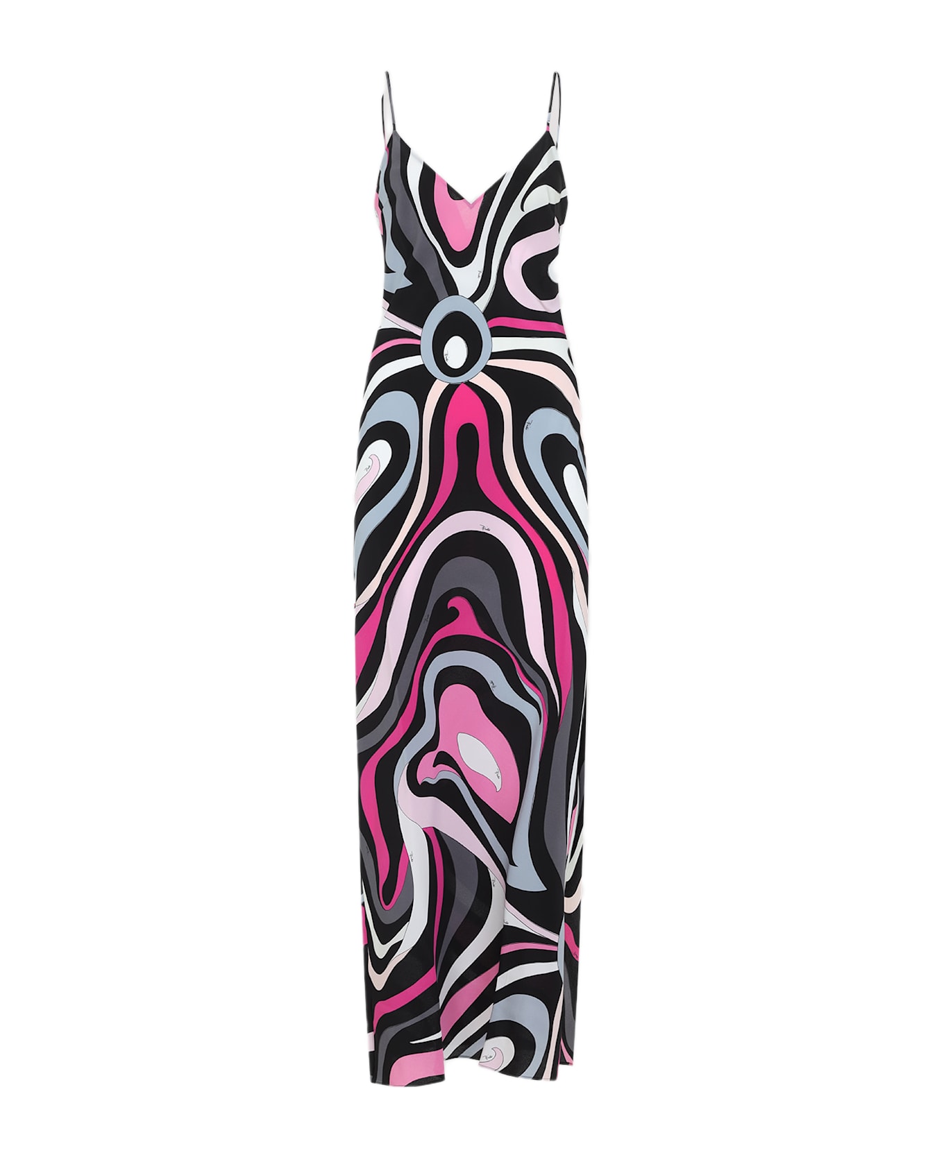 Pucci Silk Long Dress - Nero Fuxia