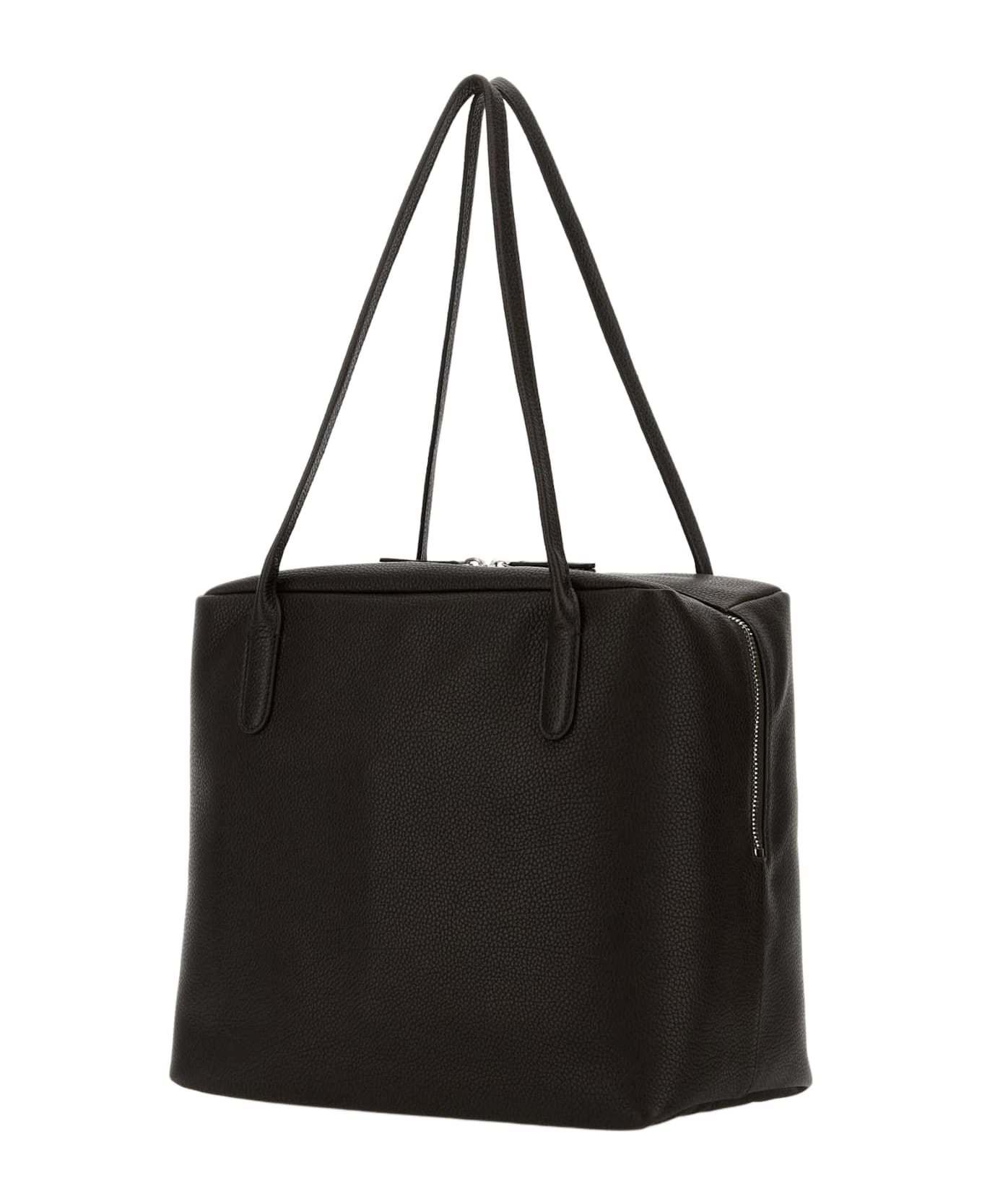 The Row Dark Brown Leather Henri Shoulder Bag - BRUNETTEANS