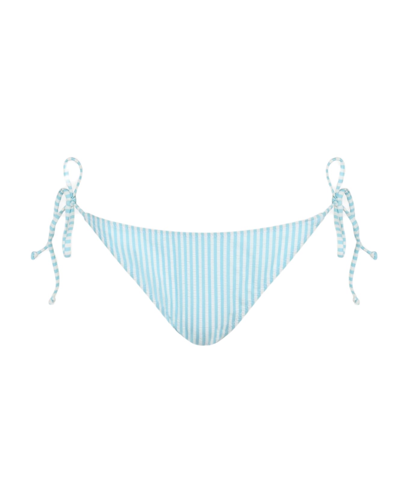MC2 Saint Barth Woman Seersucker Striped Classic Swim Briefs Virgo - SKY