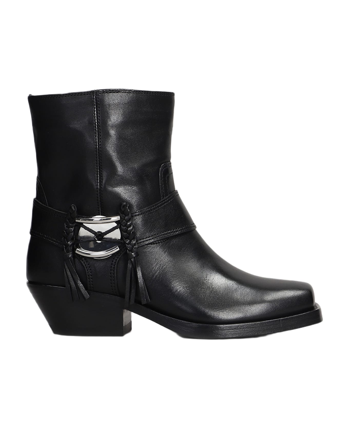 Isabel Marant Akson Gaucho High Heels Ankle Boots In Black Leather - black