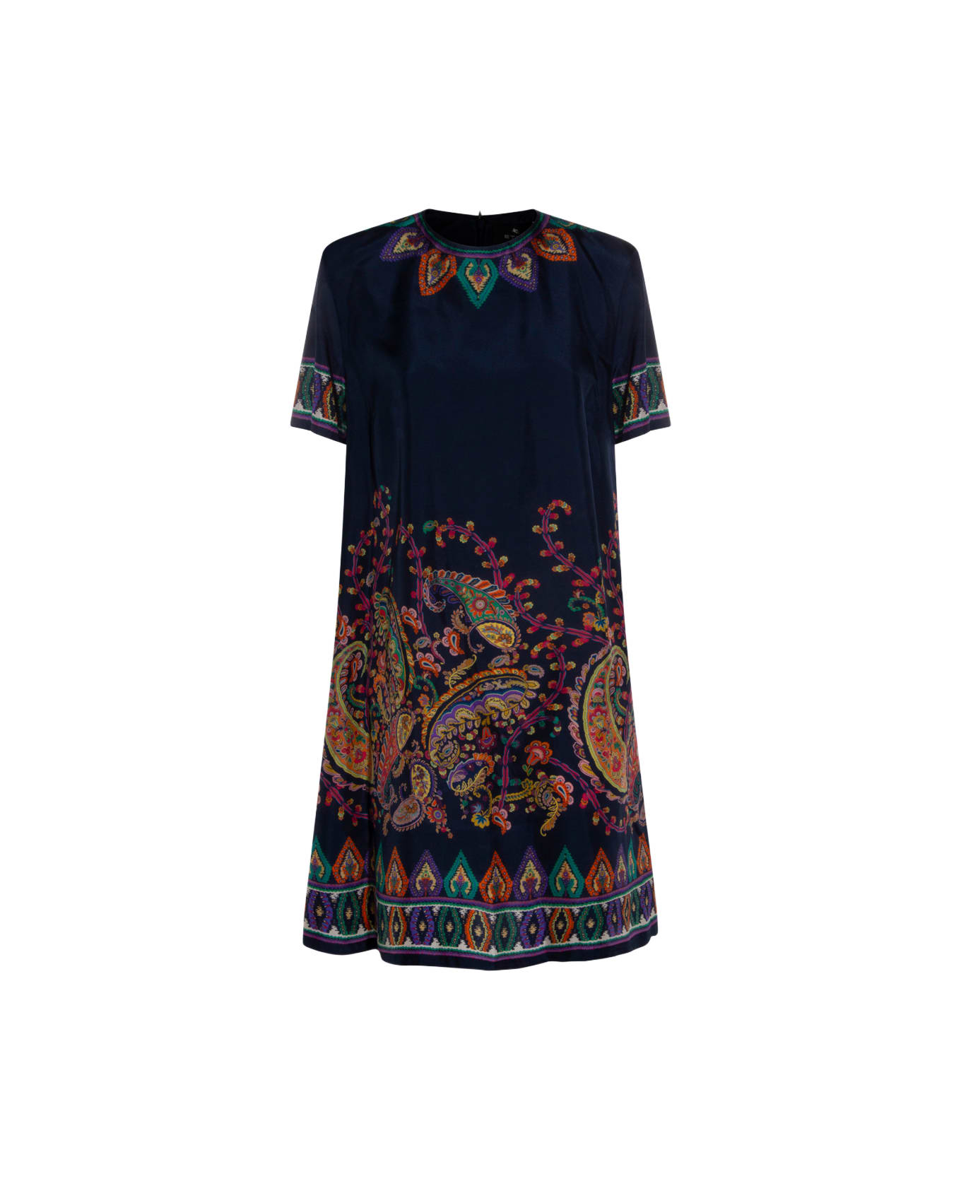 Etro Navy Silk Dress - NAVY/MULTI