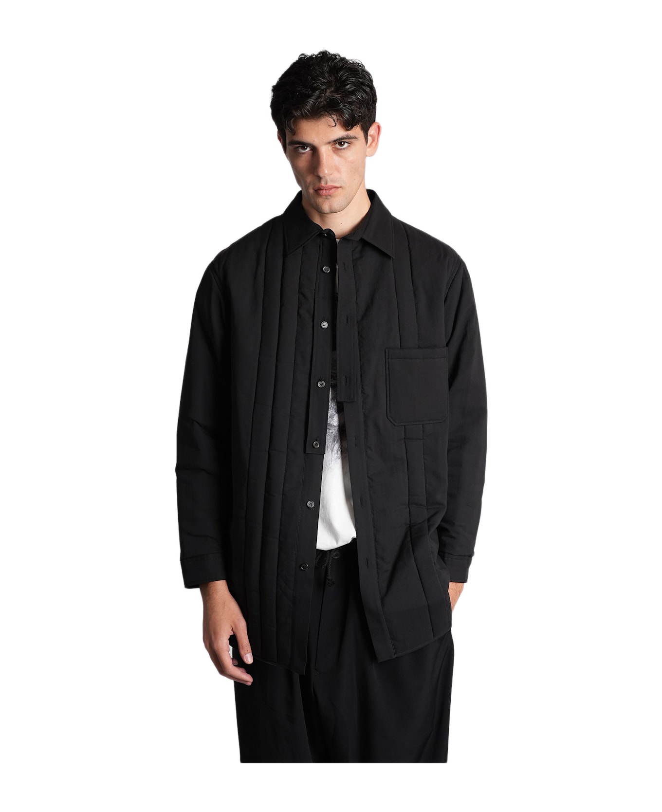 Yohji Yamamoto Casual Jacket In Black Cellulose - black