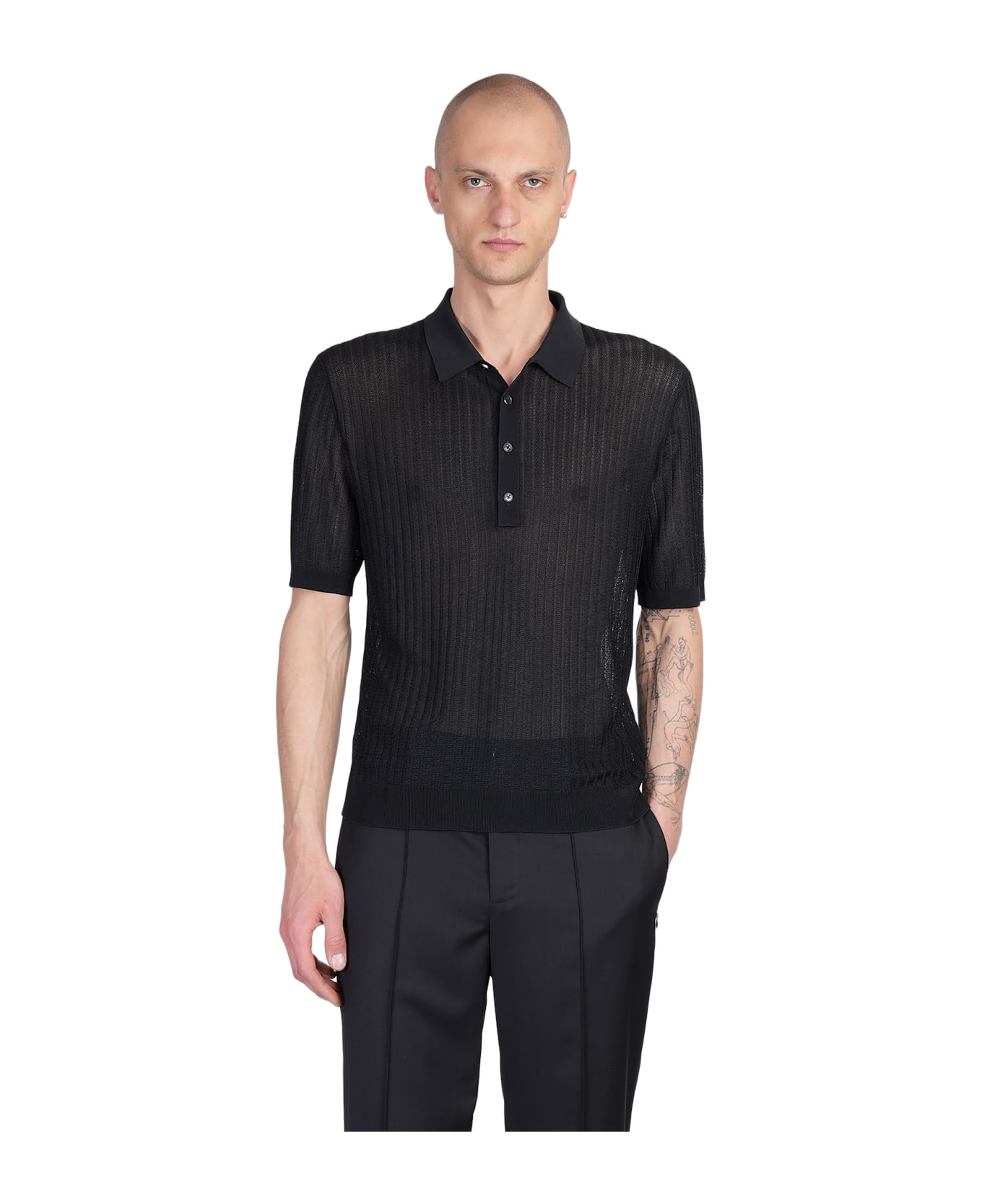 Helmut Lang Polo In Black Viscose - black
