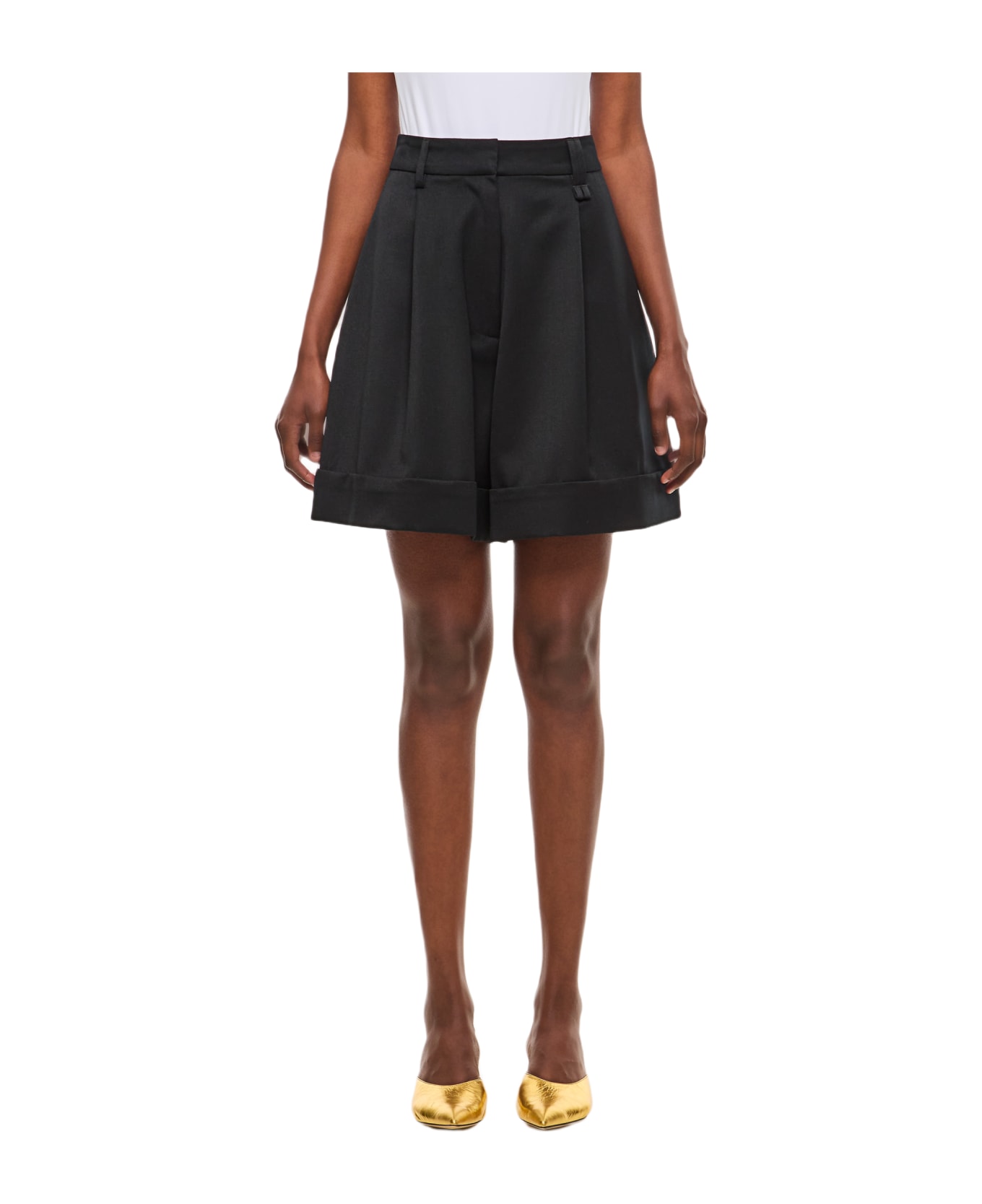 Simone Rocha Sculpted Newsboy Shorts W/ Cuff - Black ショートパンツ