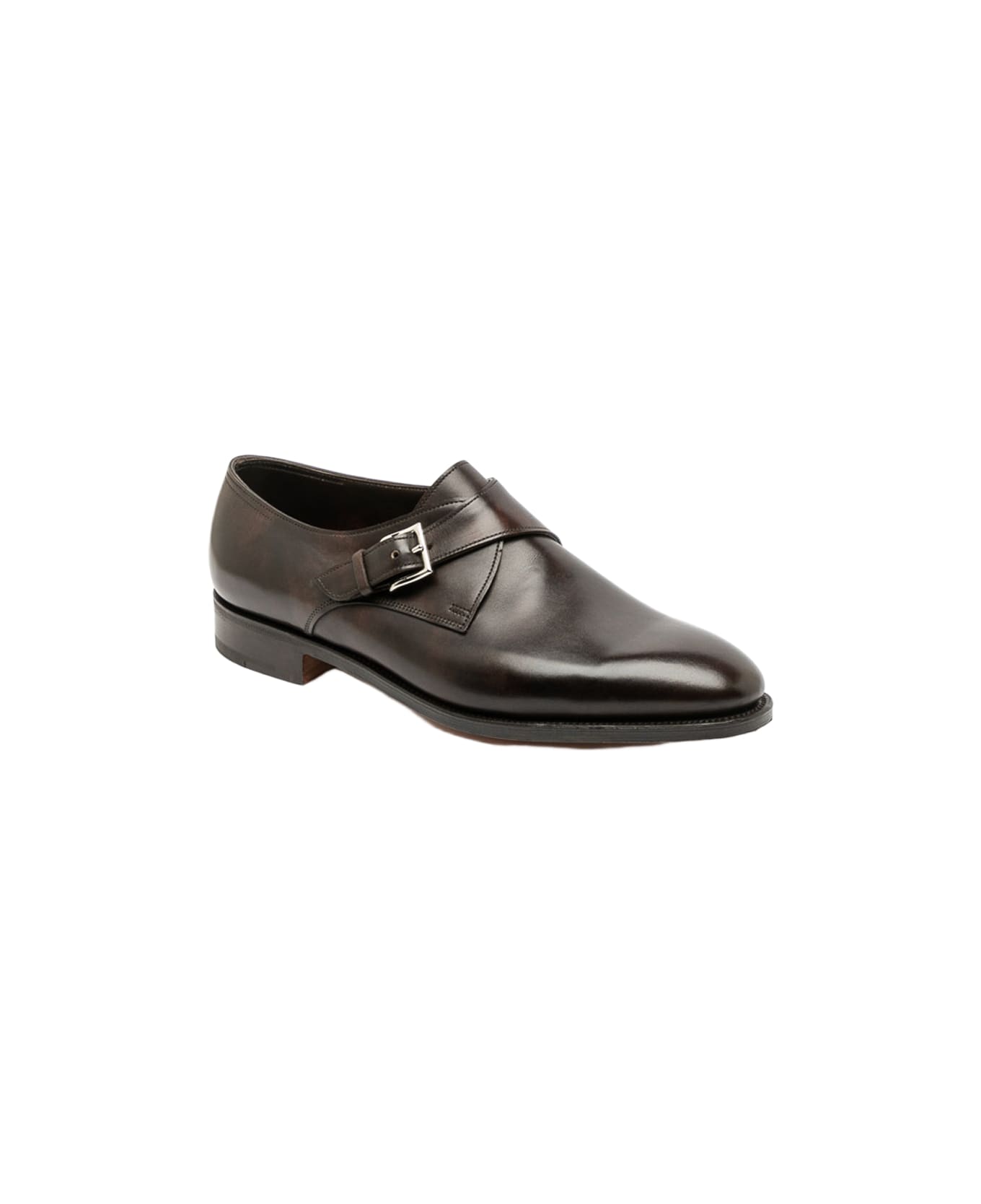 John Lobb Ashill Dark Borwn Museum Calf Monk Strap Shoe - Marrone