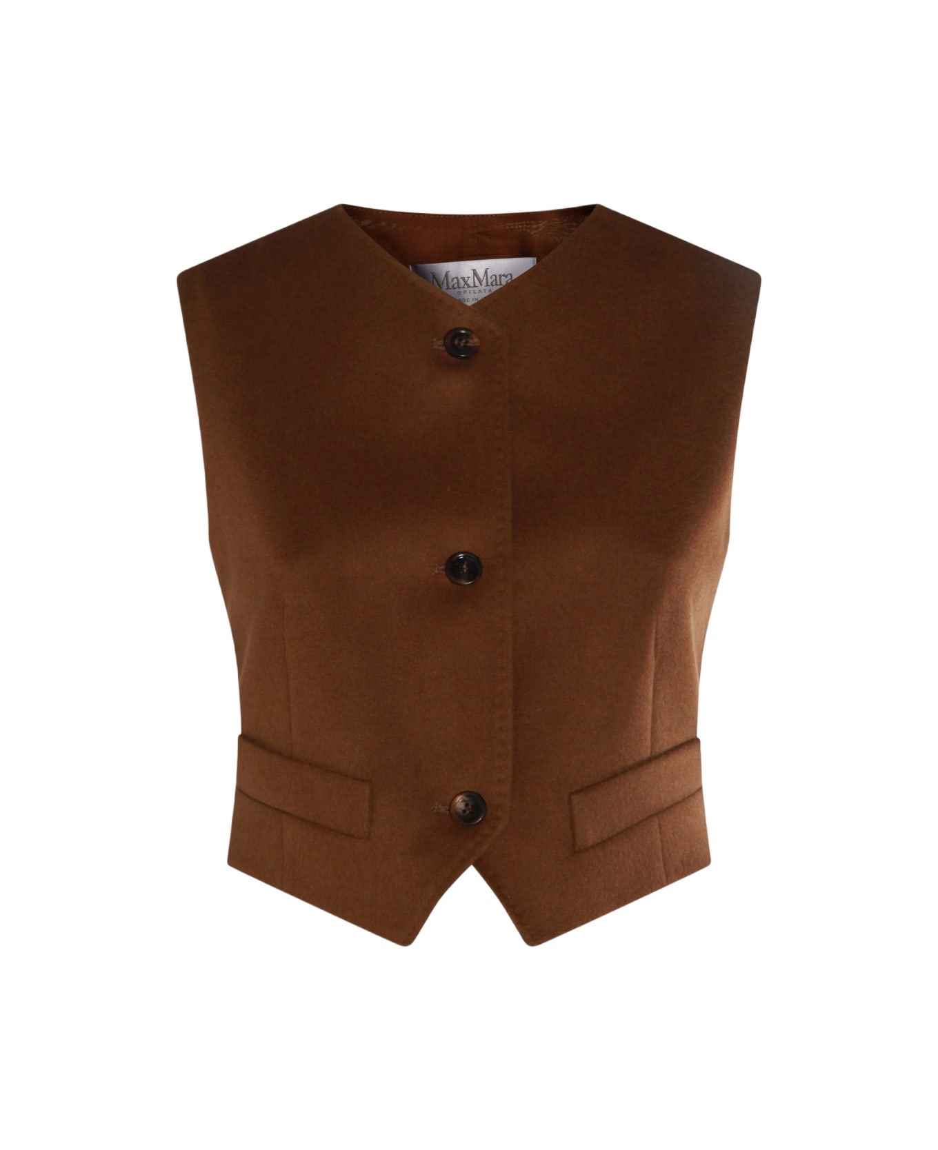 Max Mara Brown Wool Edda Top - Leather Brown