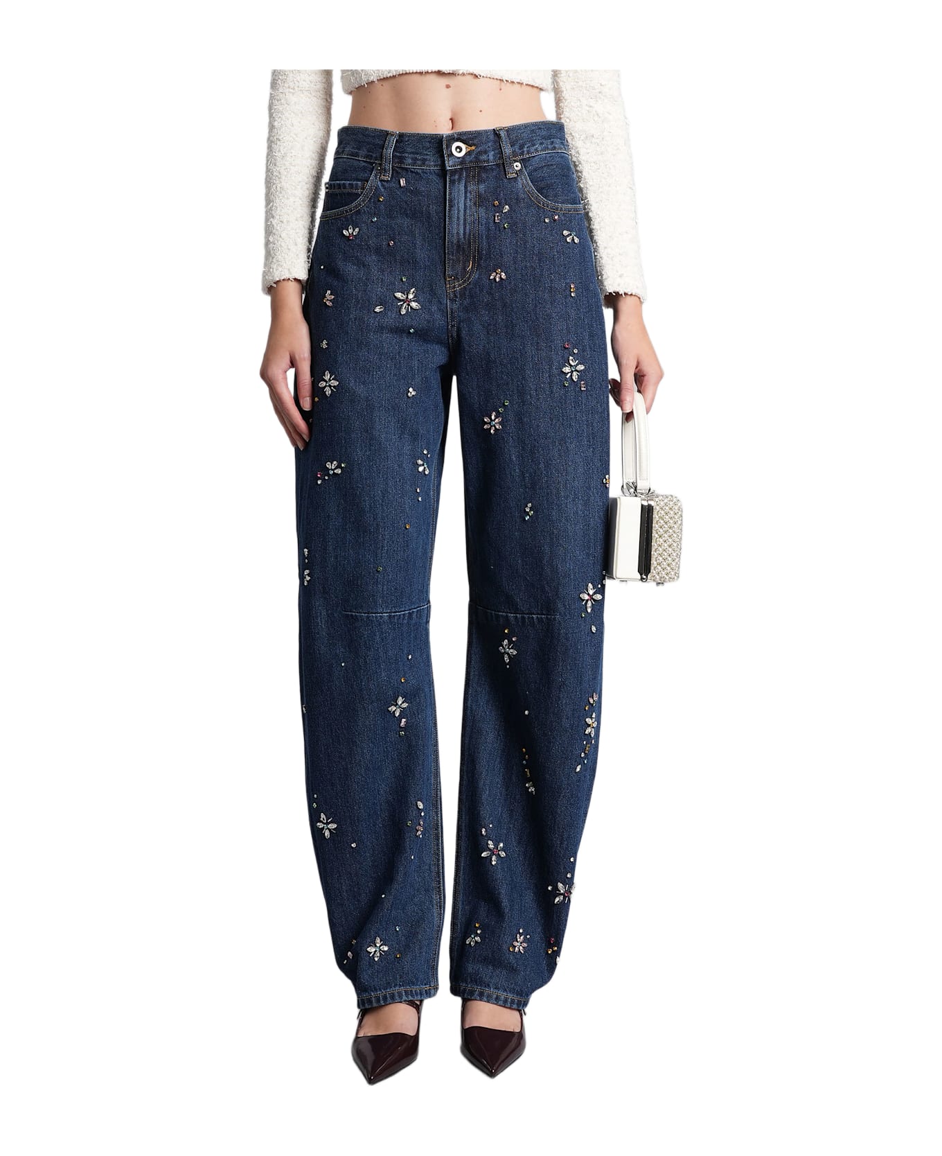 self-portrait Jeans In Blue Cotton - BLUE