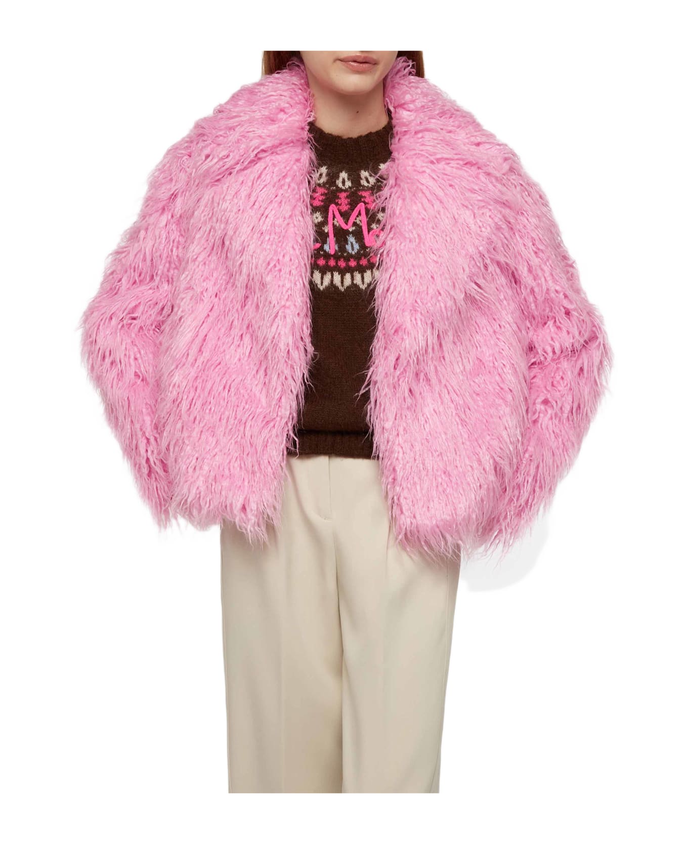 MC2 Saint Barth Pink Furry Short Jacket Sully - PINK