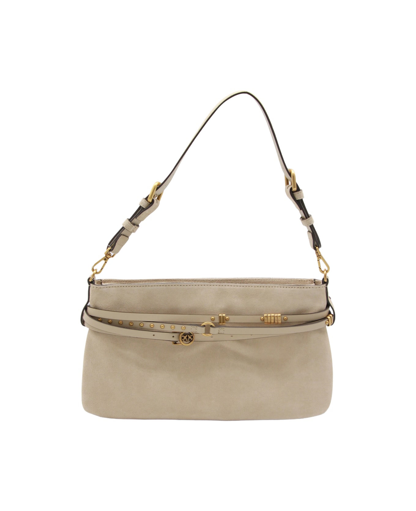 Pinko Beige Suede Belt Classic Shoulder Bag - Beige