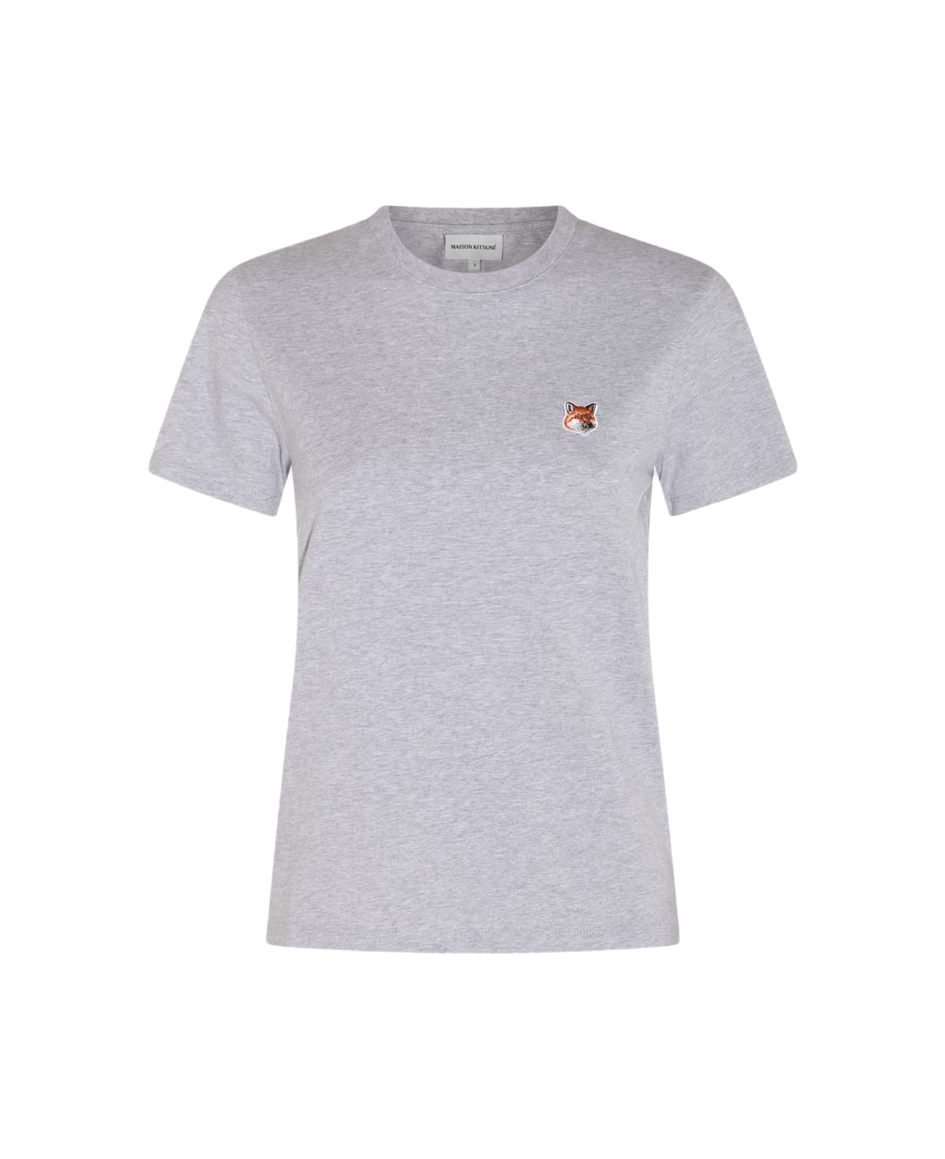 Maison Kitsuné Grey Cotton Fox Head T-shirt - LIGHT GREY MELANGE